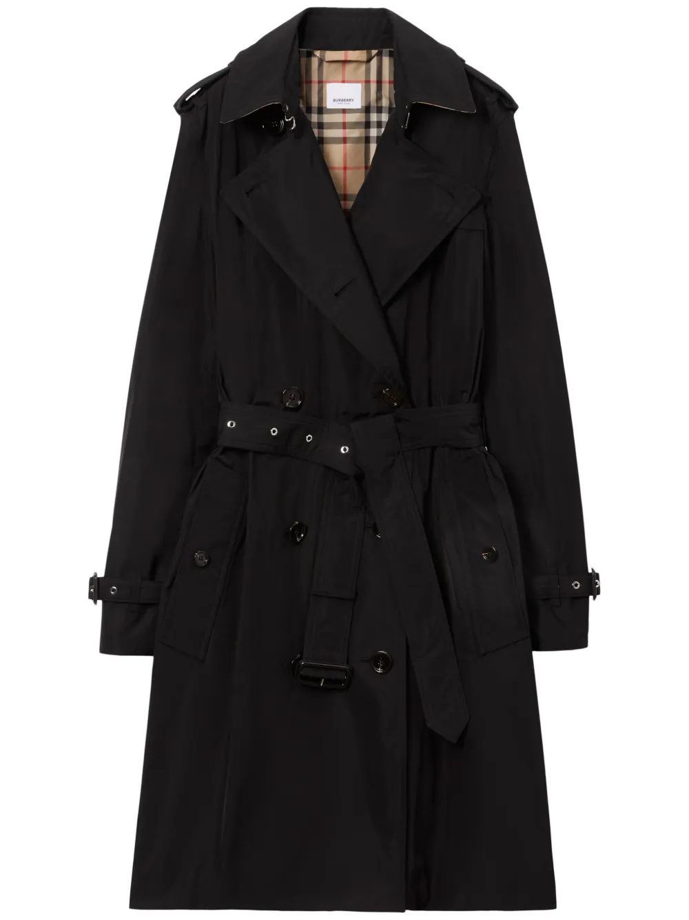 

Двубортный тренч Kensington BURBERRY, черный