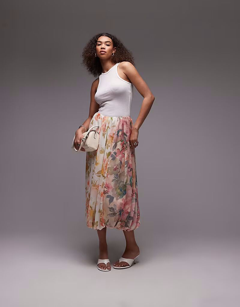 

Длинная юбка ASOS DESIGN с драпировкой и разноцветным цветочным принтом