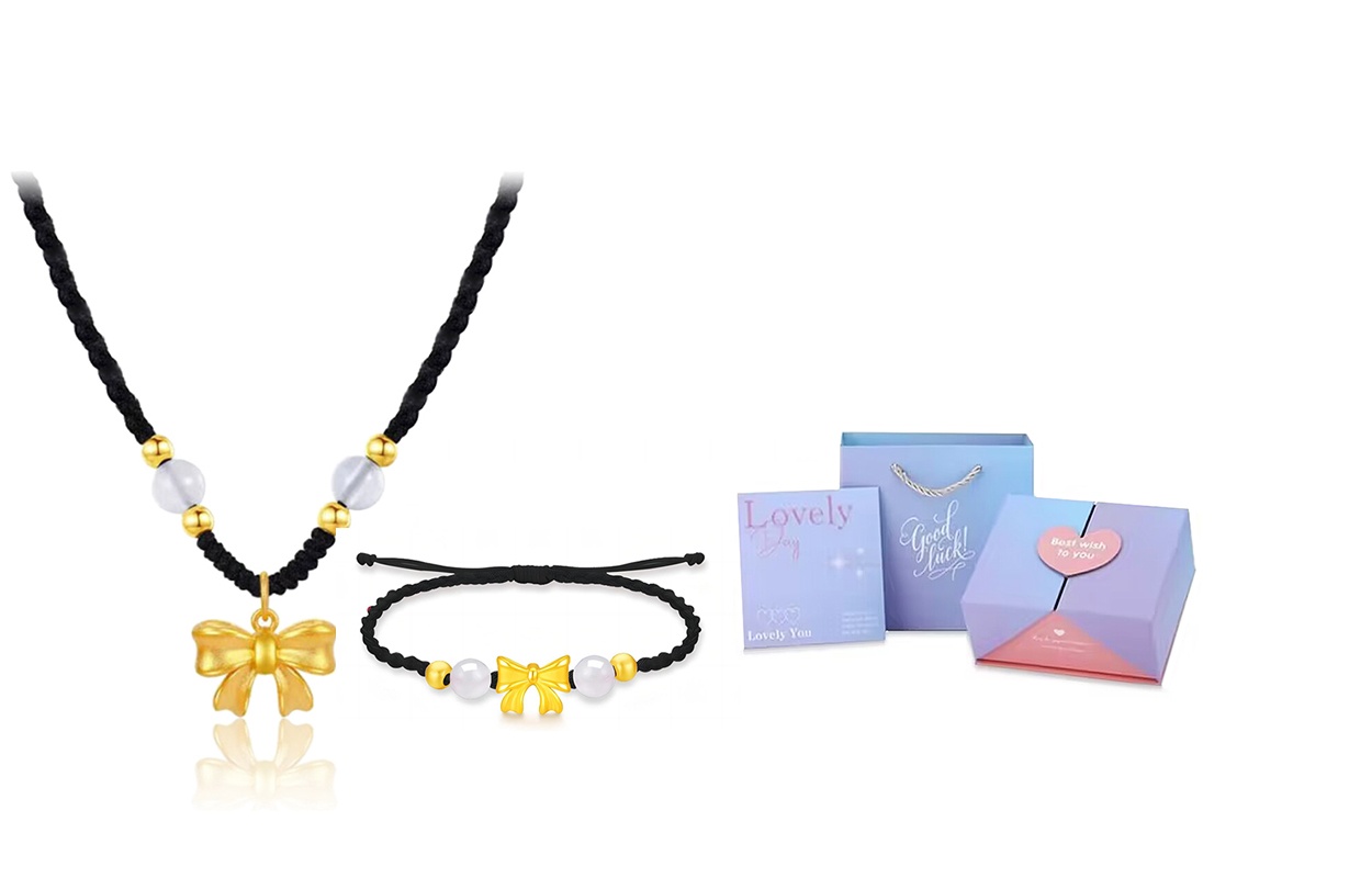 

Женское ожерелье GIFU, Fugitive Princess Bow Bracelet + Necklace + [Dream Gradient Love Gift Box]