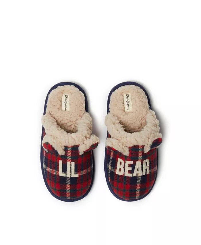 

Детские домашние тапочки Lil Bear в клетку Dearfoams, синий