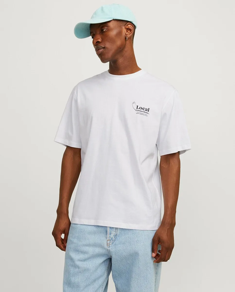 

Мужская футболка с короткими рукавами и круглым вырезом с принтом сбоку Jack & Jones, белый