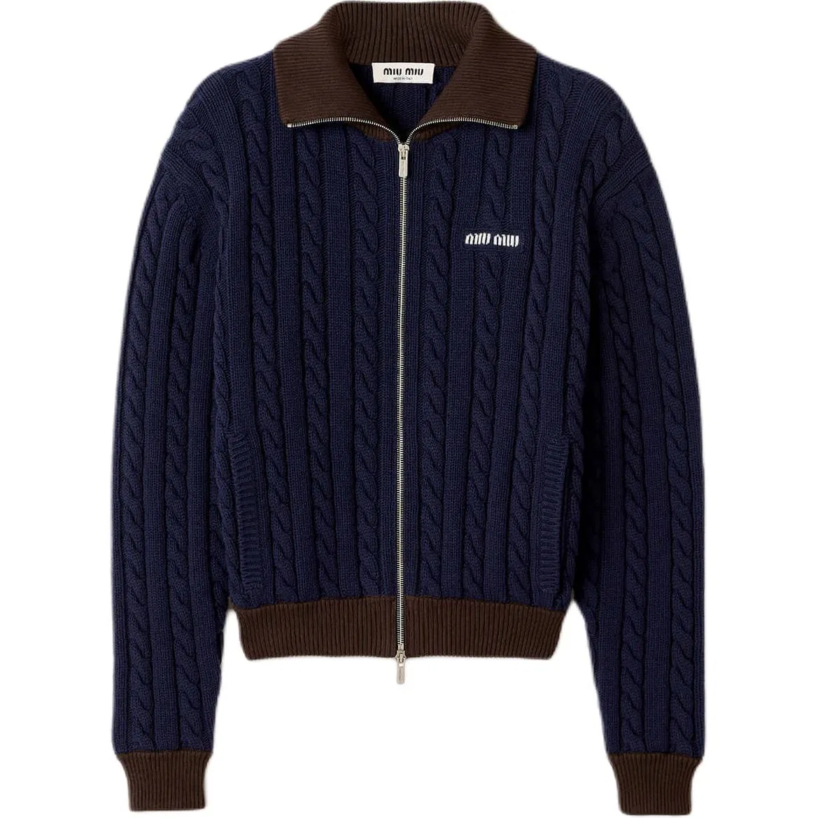 Кардиган женский синий с отложным воротником, moderate MIU MIU, Blue