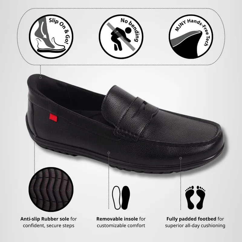 Marc Joseph New York Men's Casual Hands Free Slip on Penny Loafers, черный — фото 2