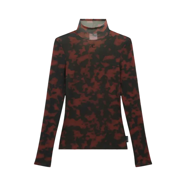 

Топ Courrèges Tortoise Mockneck Sheer 'Havana/ Tortoise', коричневый
