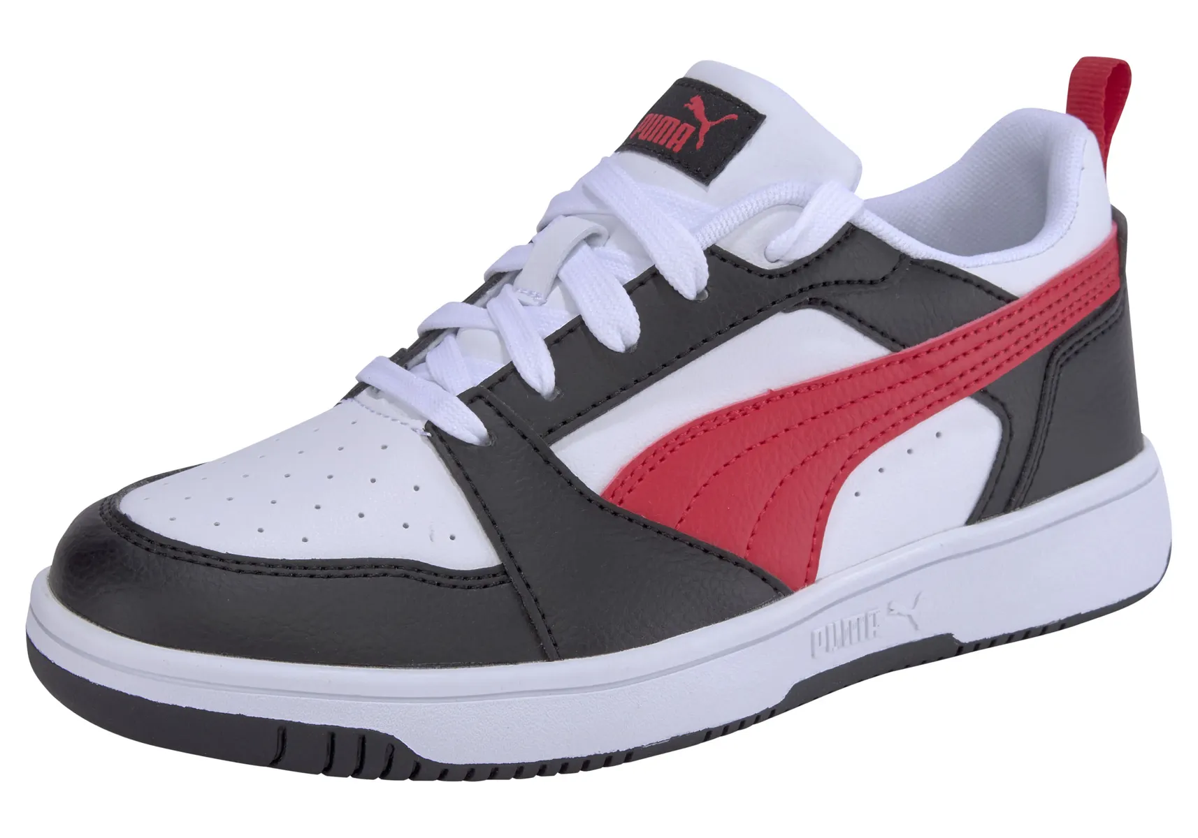 

Кроссовки PUMA "REBOUND V6 LO PS", цвет Puma White-For All Time Red- Puma Black