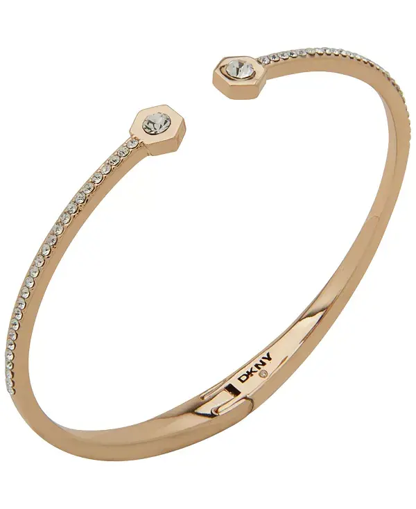 

Динамичный шестигранный браслет-манжета с кристаллами и паве Dkny, gold