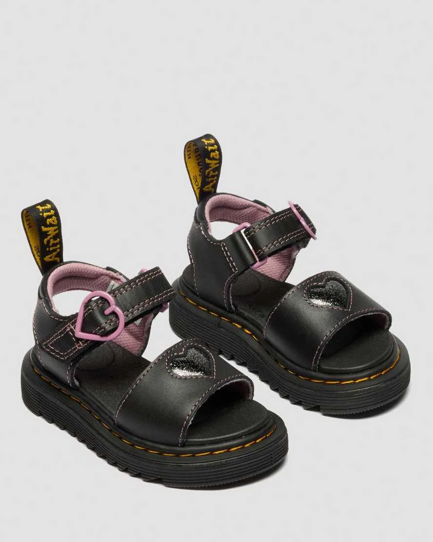 Детские туфли Marlowe II с блестящими сердечками и кожаным ремешком Dr Martens, черный — фото 4