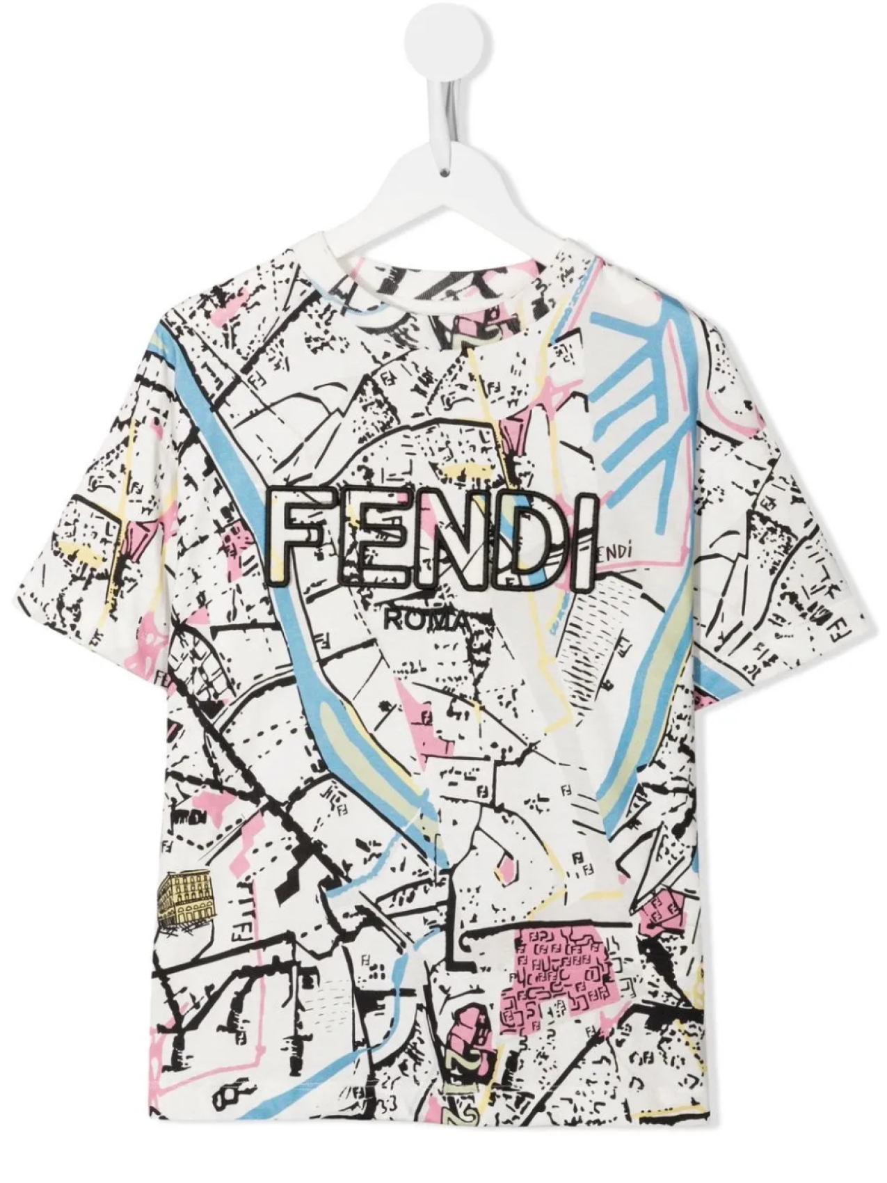 

Футболка с вышитым логотипом Fendi Kids, ммультиколор