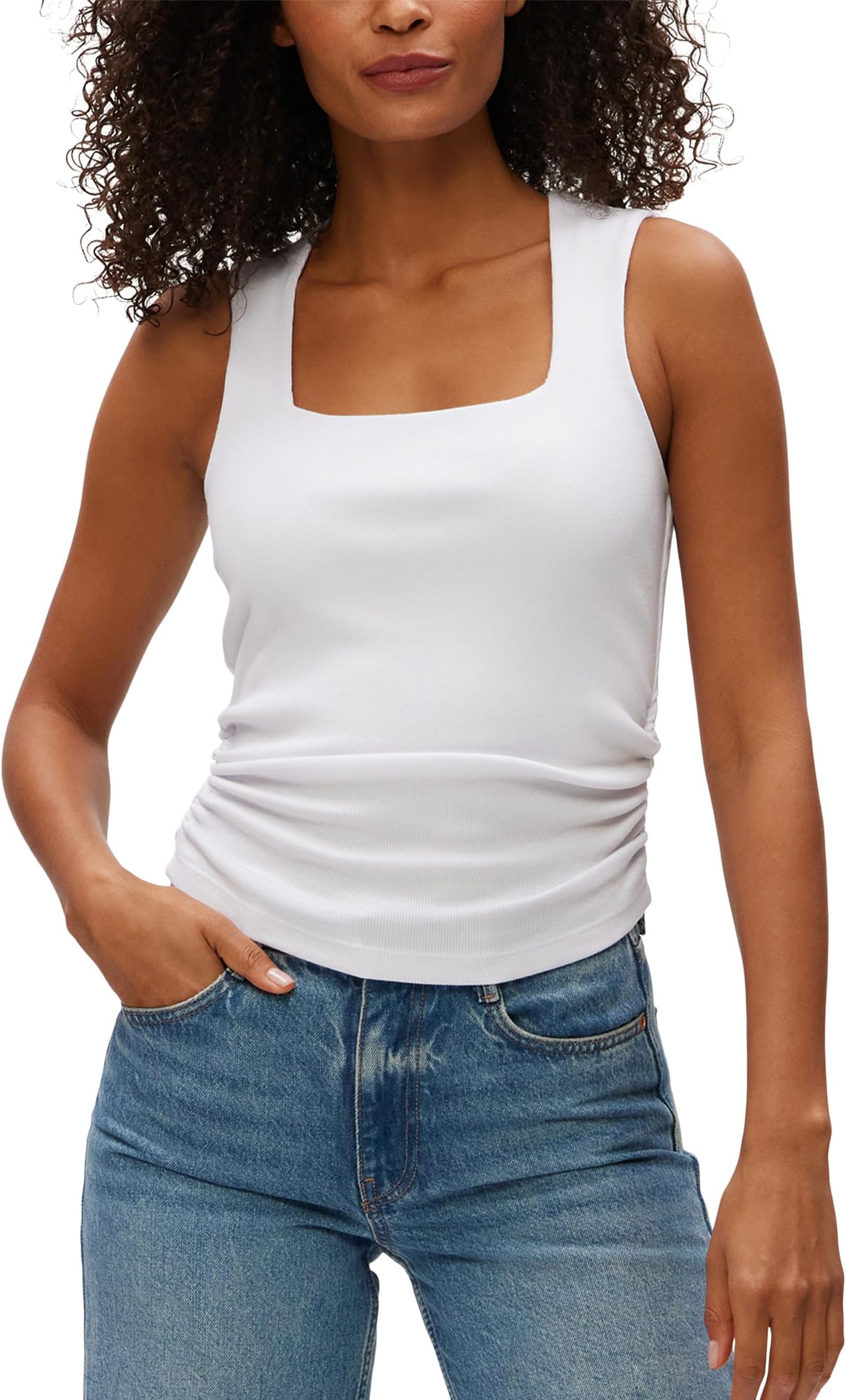 

Топ Michael Stars Maribel Square Neck Tank, белый