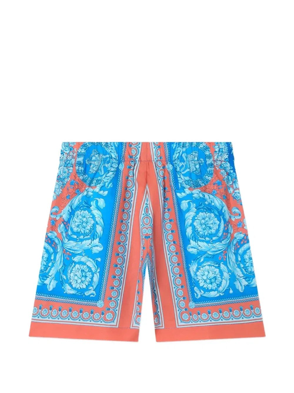 Детские шорты из поплина из хлопка с принтом Versace Kids, синий — фото 2