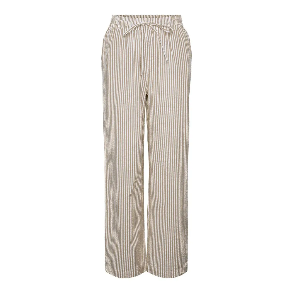 

Брюки Pieces Sally Loose String Fit high waist, бежевый