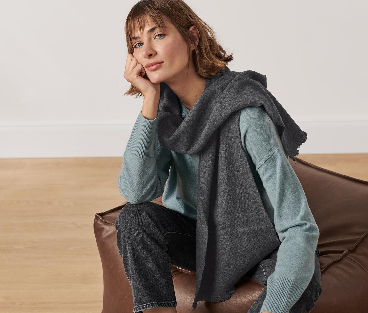 

Шарф с кашемиром Tchibo, темно-серый пестрый