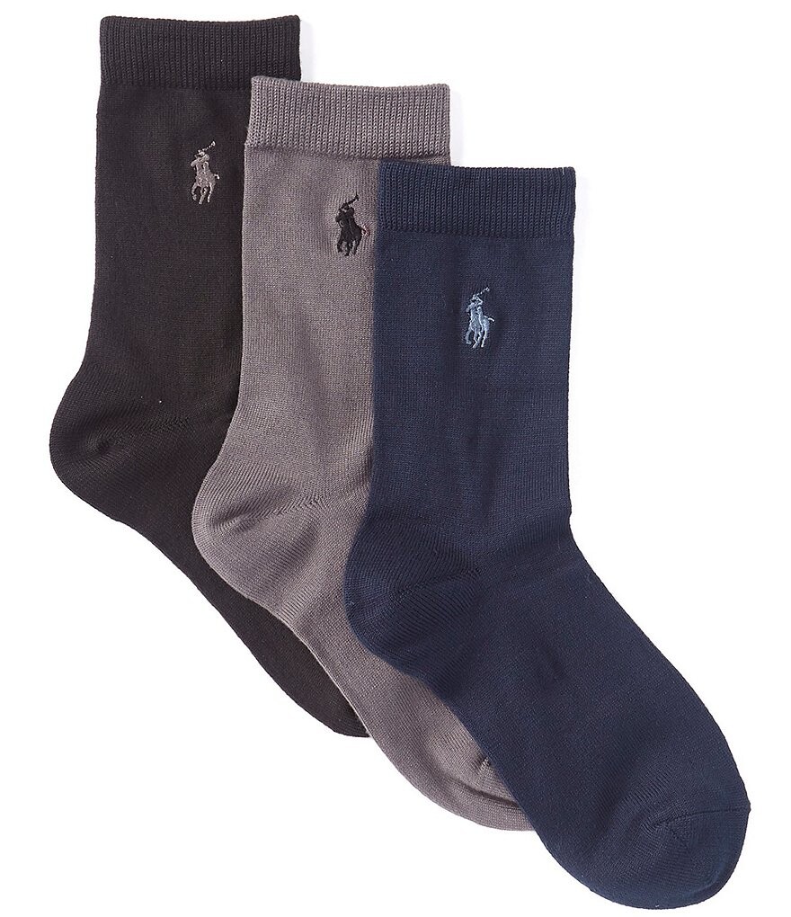 

Комплект из трех сверхмягких носков на плоской подошве Polo Ralph Lauren для маленьких/больших мальчиков 4–11 лет, мультиколор