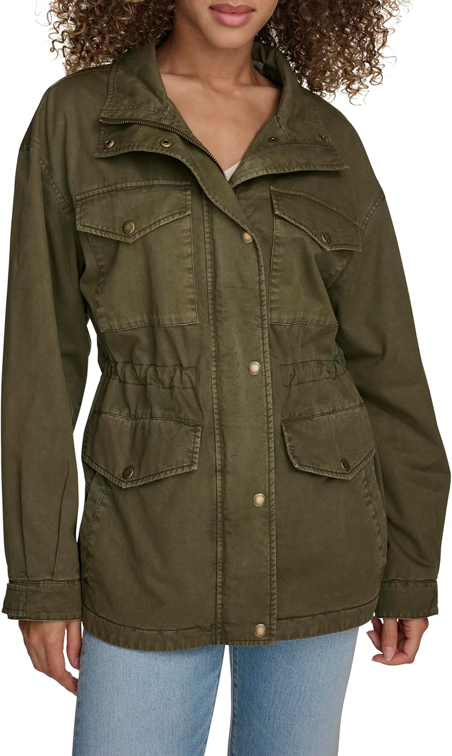 

Levi's Женская военная куртка с воротником стойкой и четырьмя карманами, Olive Night