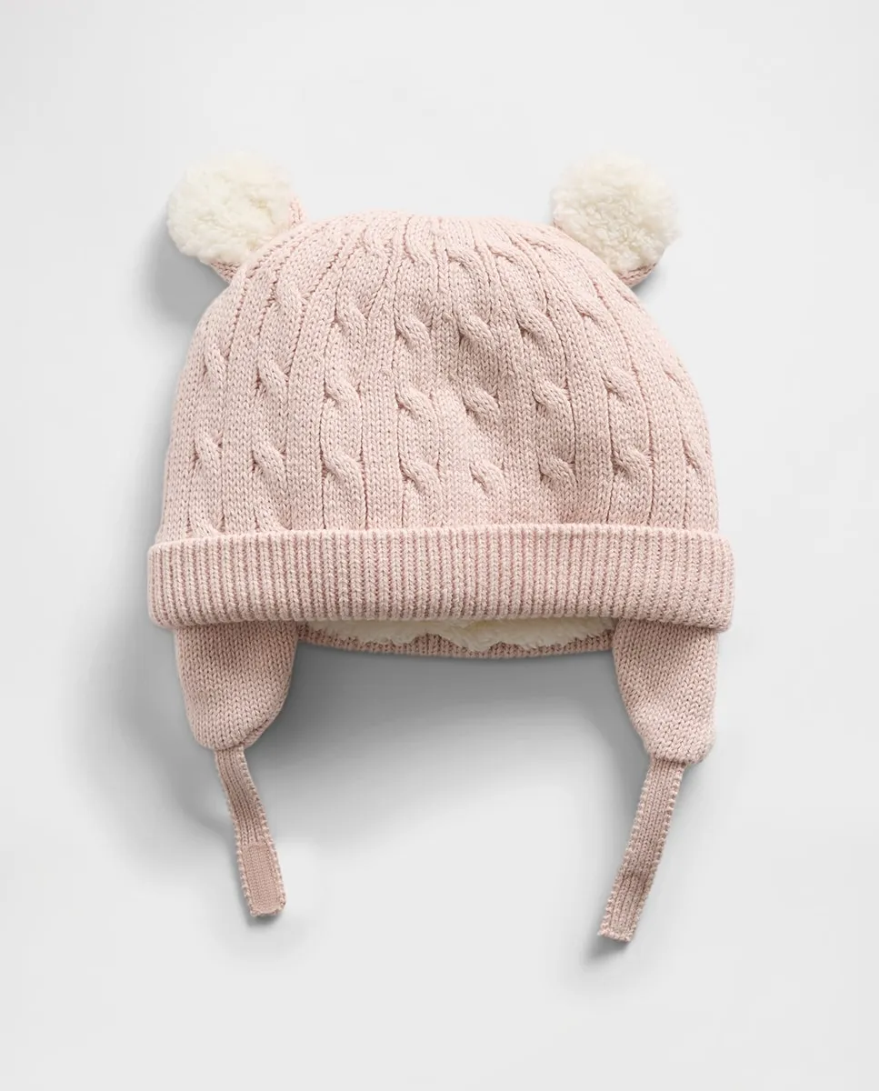 

Вязаная детская шапочка в форме медвежонка с подкладкой из шерпы Gap, розовый