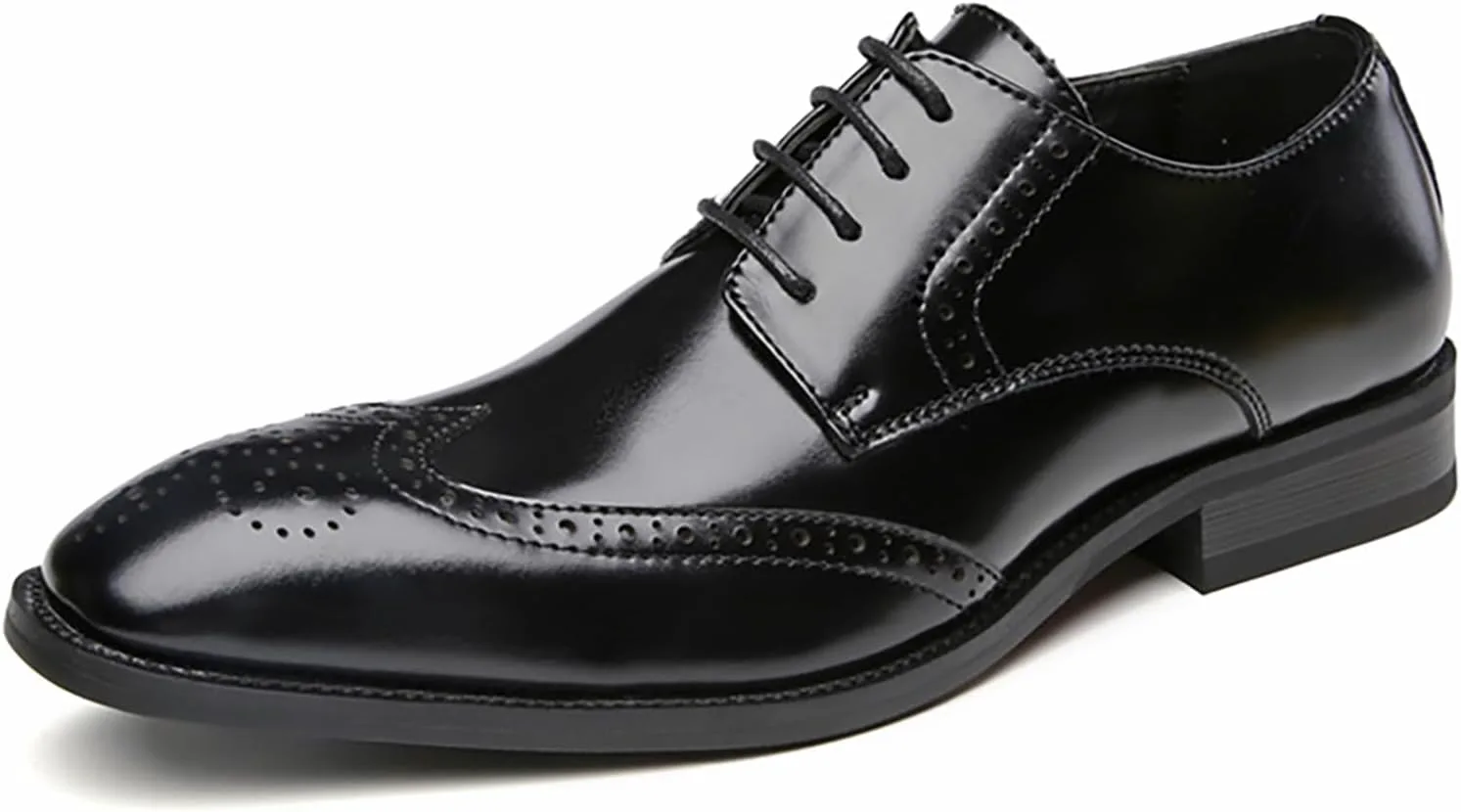 

Мужские оксфорды броги из натуральной кожи с заостренным носком и шнуровкой, модные, дышащие, с низким каблуком, с крыльями, для свадьбы и делового стиля LVOMU, черный