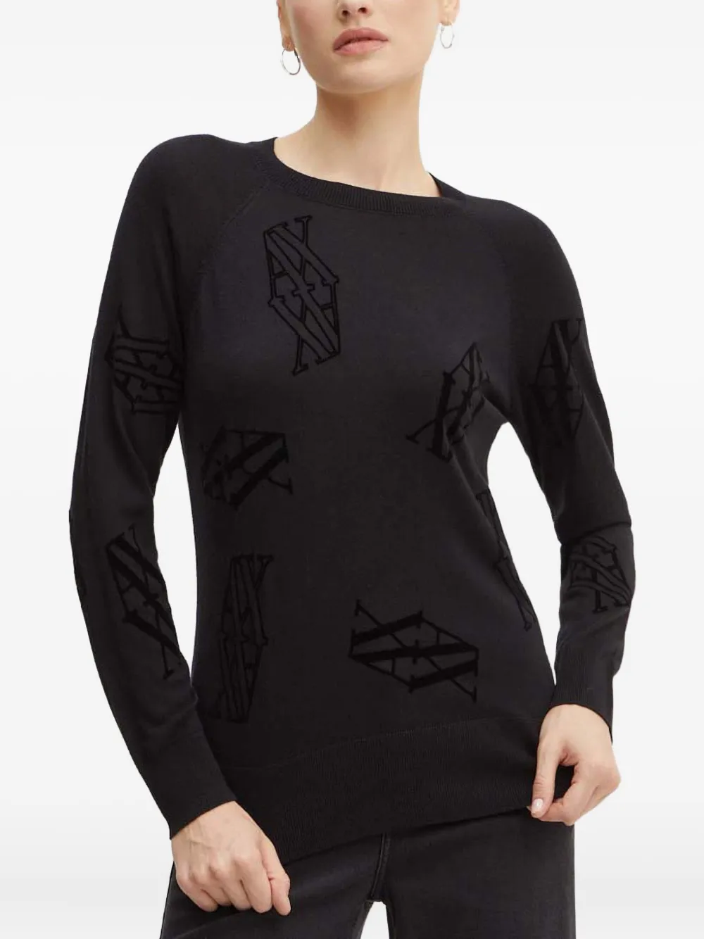 

Свитер с украшением в виде логотипа Armani Exchange, черный