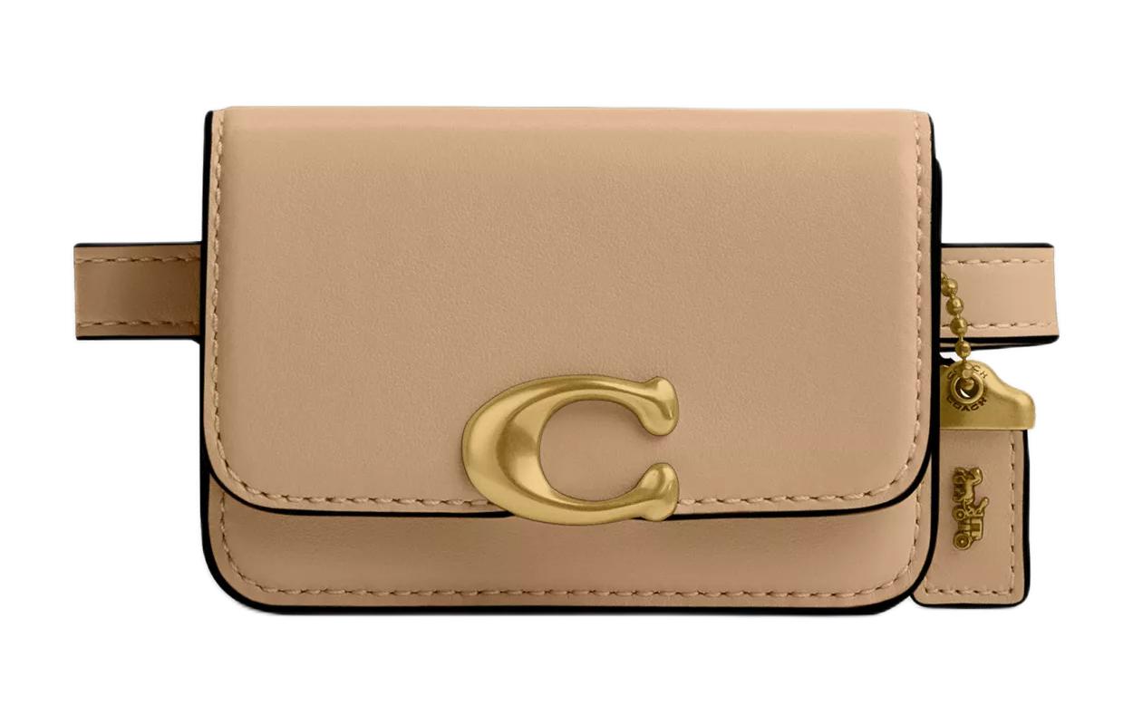 

Бандит Calfskin кардхолдер, поясная сумка мини женская Brass & Tan COACH