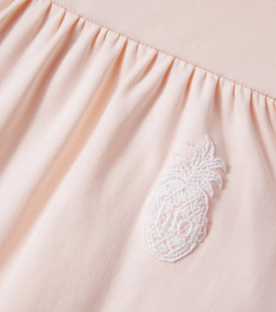 Хлопковое платье с оборками Chloé Kids, розовый — фото 3