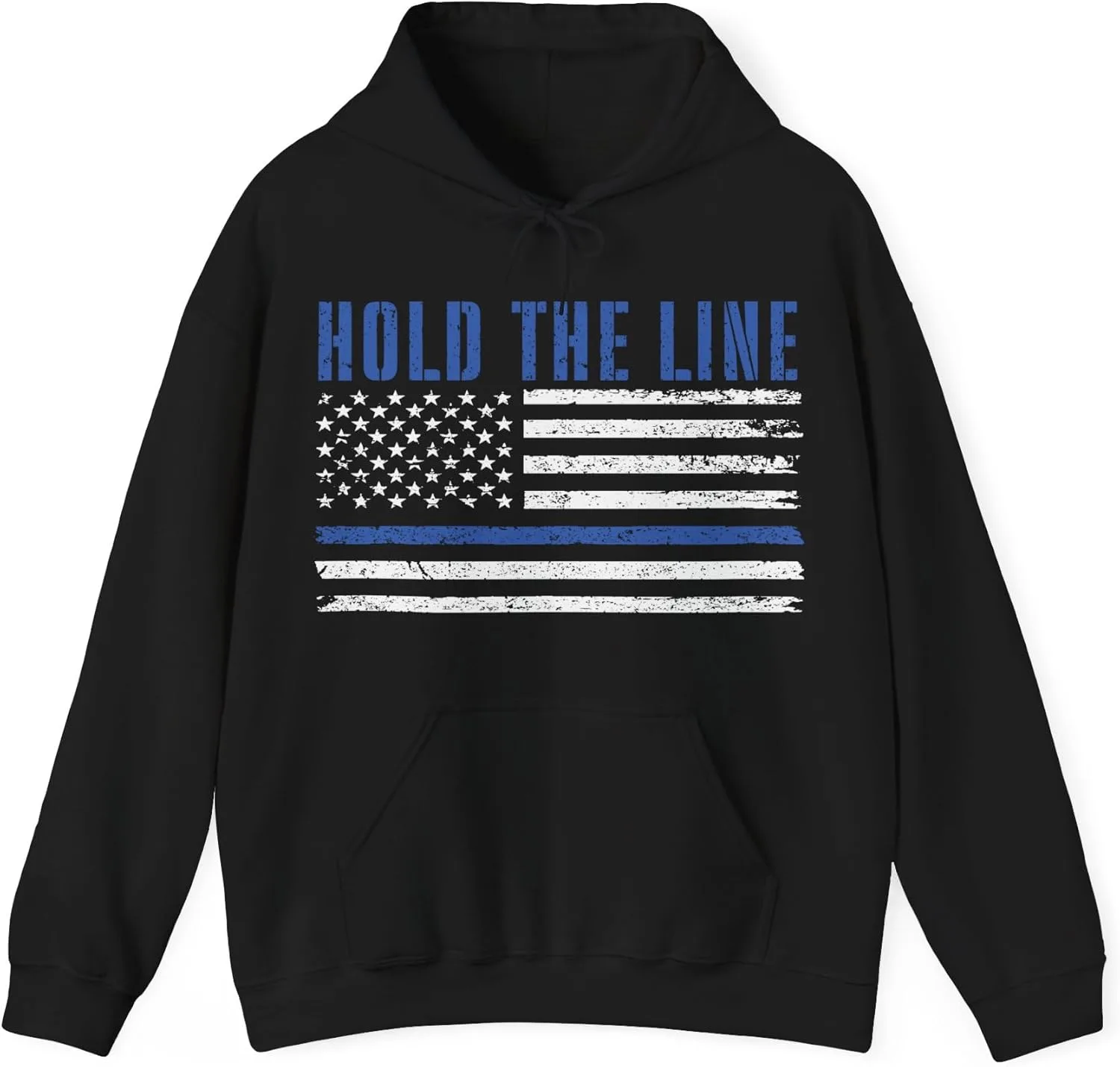Толстовка Hold The Line Thin Blue Line с американским флагом, синяя, 2025 Strike Heavy, черная GENERIC, черный
