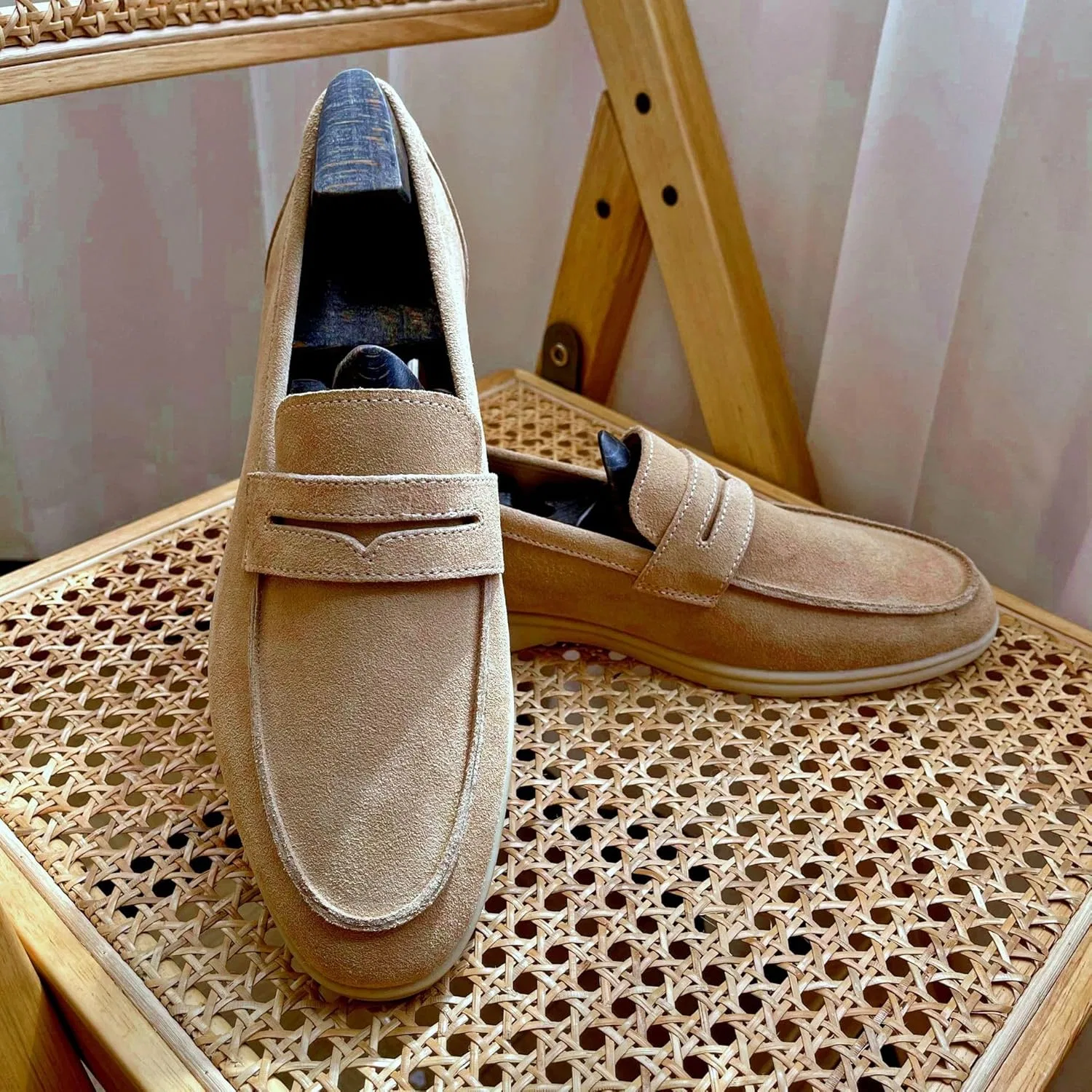 Мокасины кожаные замшевые Loafers, хаки SayfuR — фото 3