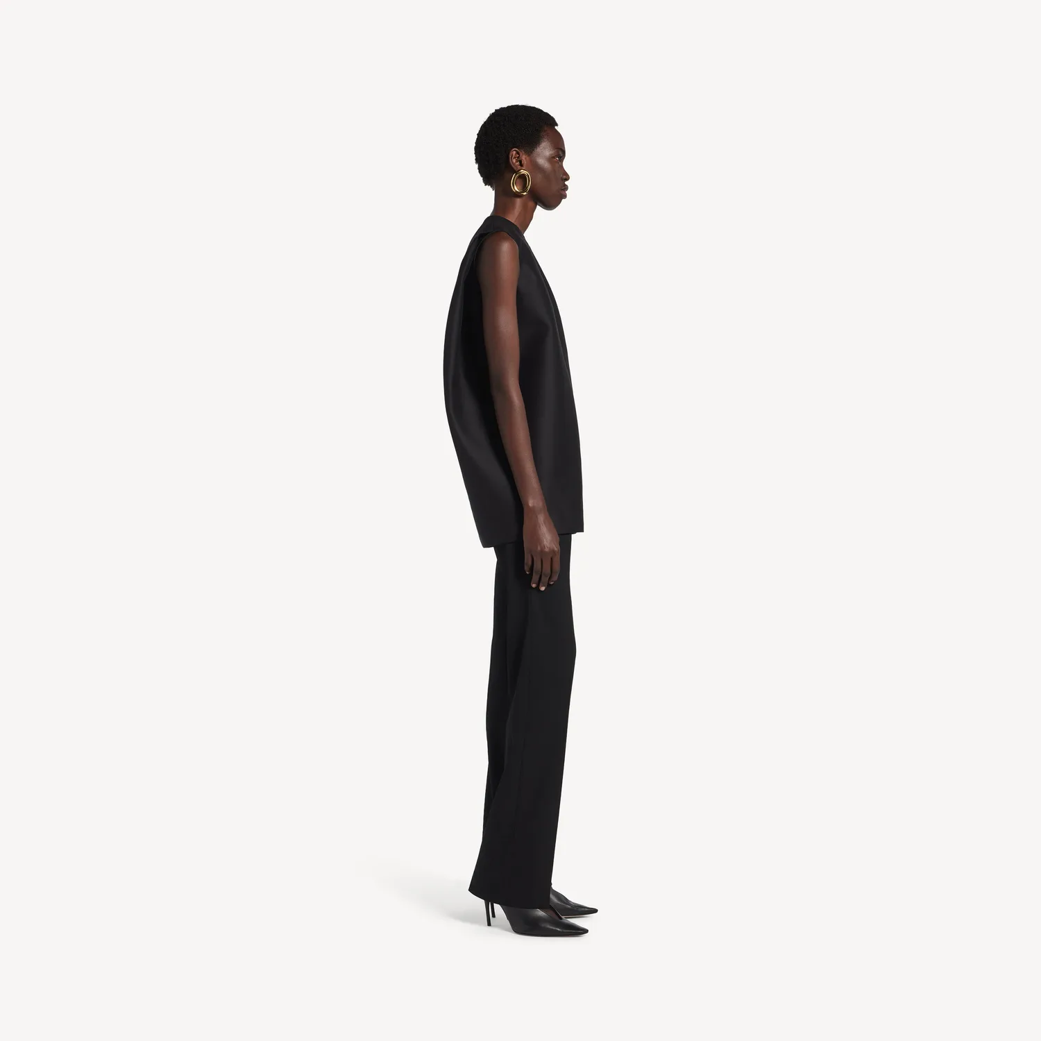 BALENCIAGA Женское мини-платье кокон черного цвета — фото 3