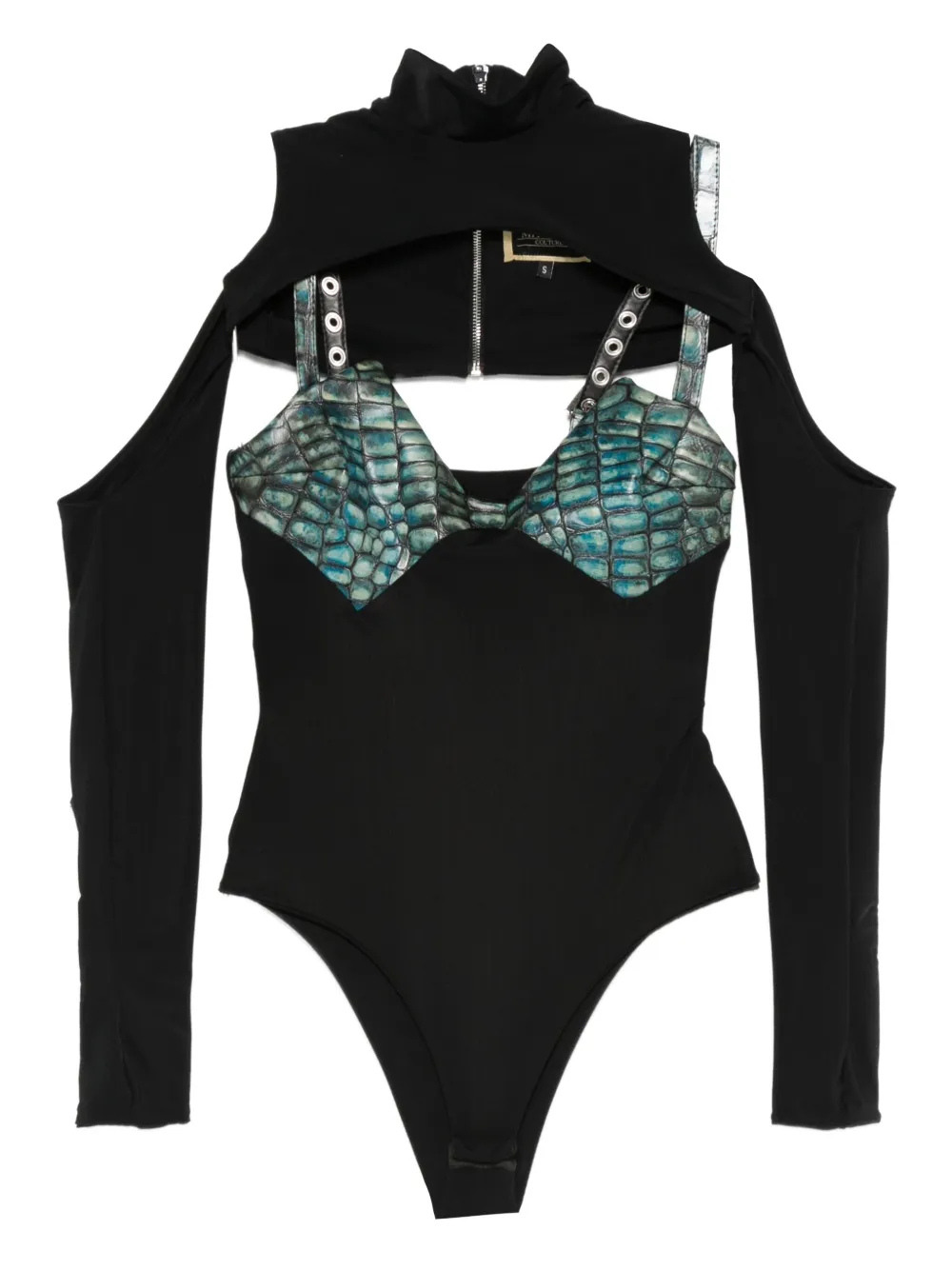 

Топ с тиснением под кожу крокодила Mitiliane Couture, черный