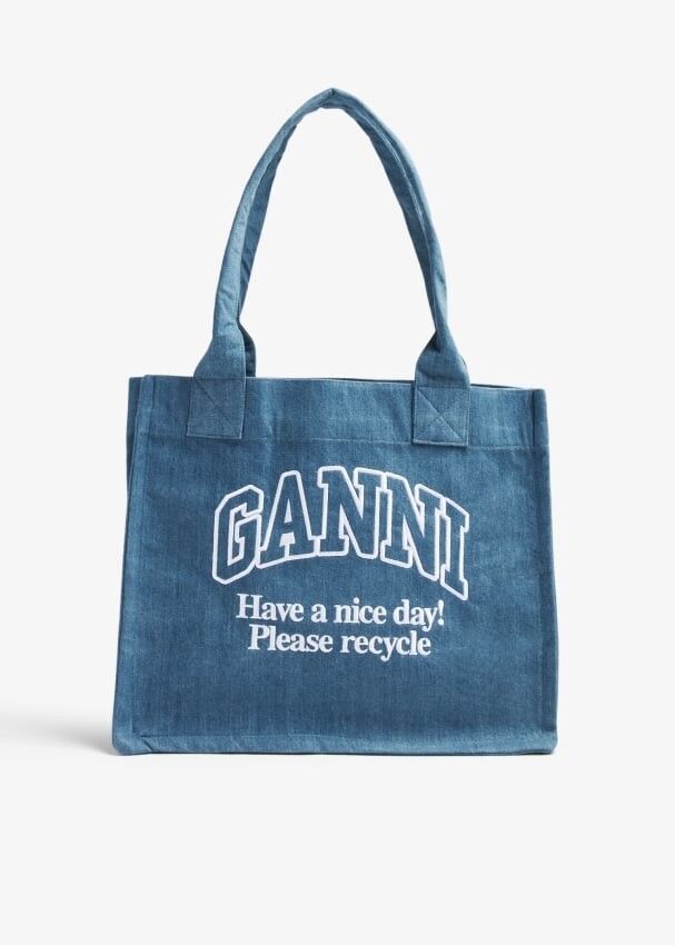 

Сумка-тоут Ganni Large Easy Shopper, синий