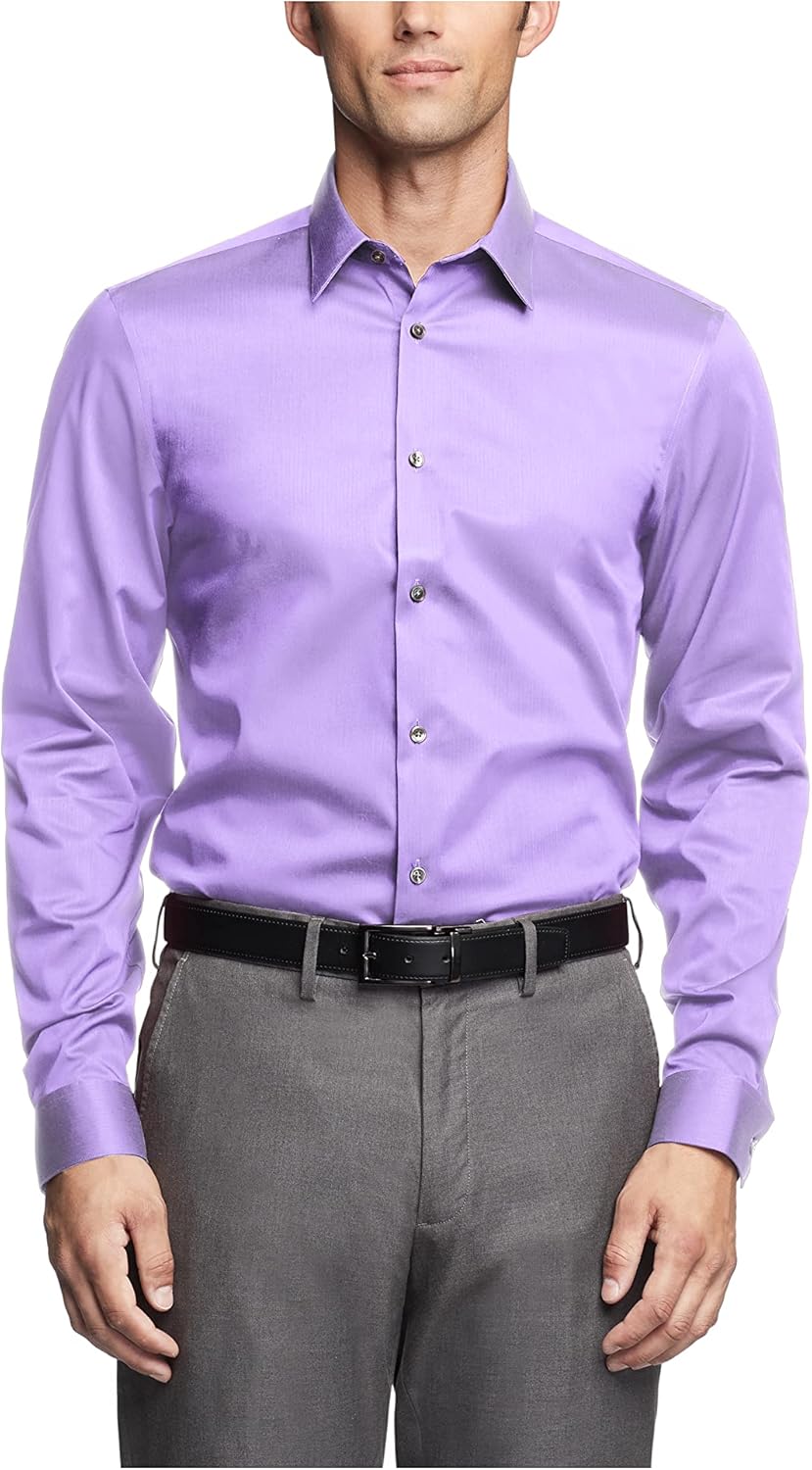 

Мужская рубашка Calvin Klein, классический крой, елочка, эластичная, Purple Dusk