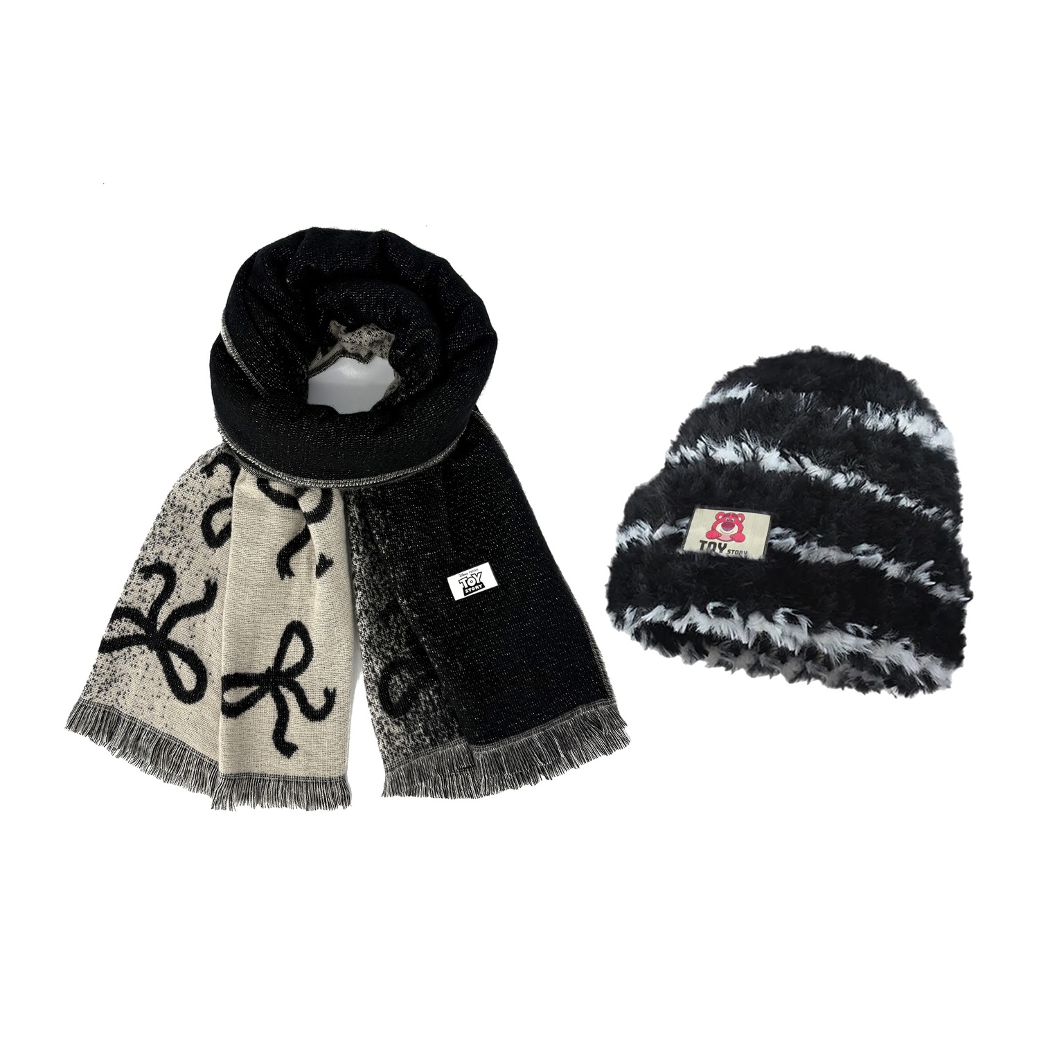 

Disney Вязаный шарф унисекс, 2 Pack (Black Scarf+Striped Cap)