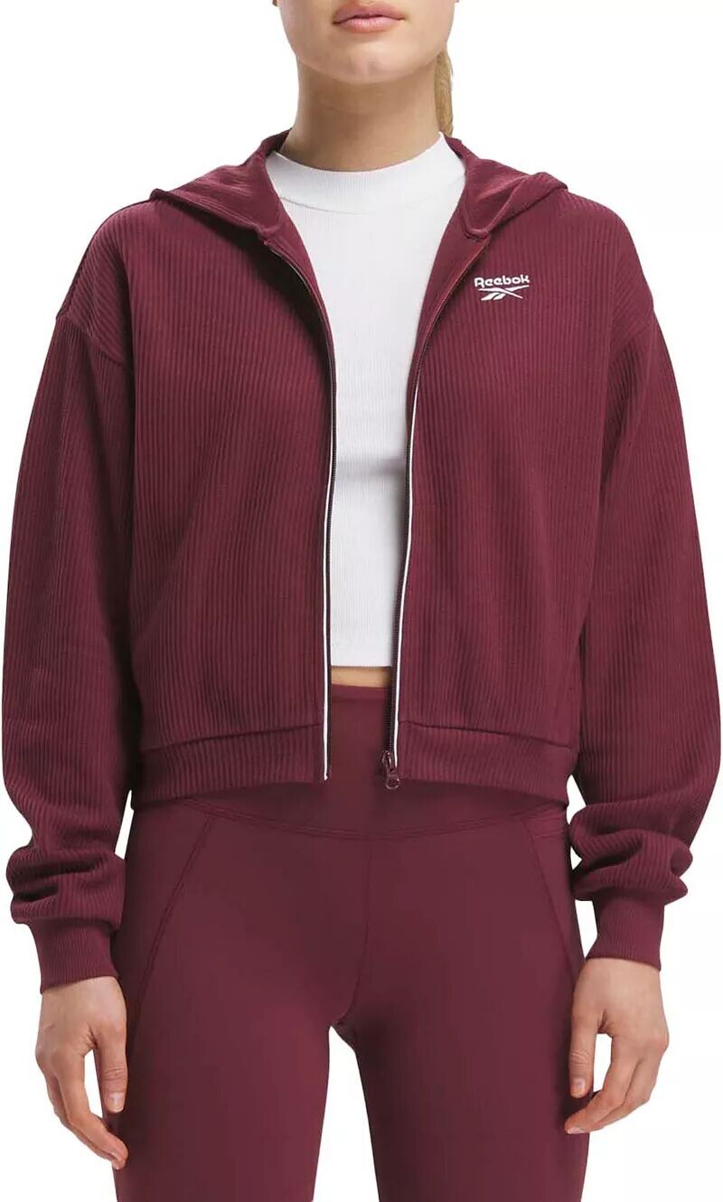 

Женская толстовка с молнией во всю длину Reebok RIE Waffle, бордовый