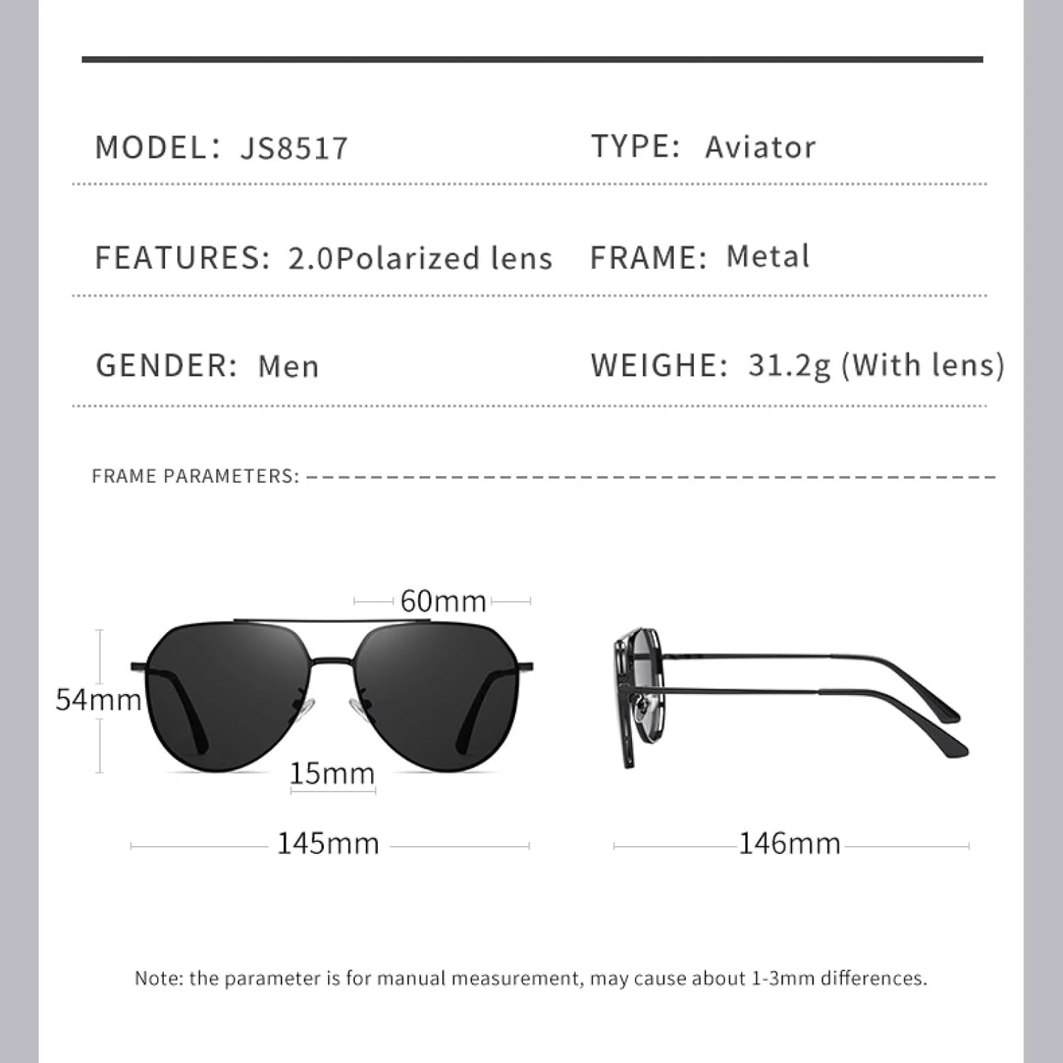 

Поляризованные солнцезащитные очки для мужчин и женщин с линзами UV400, металлическая оправа, для рыбалки, кемпинга и защиты от солнца VFDHN, Bright Black Gray