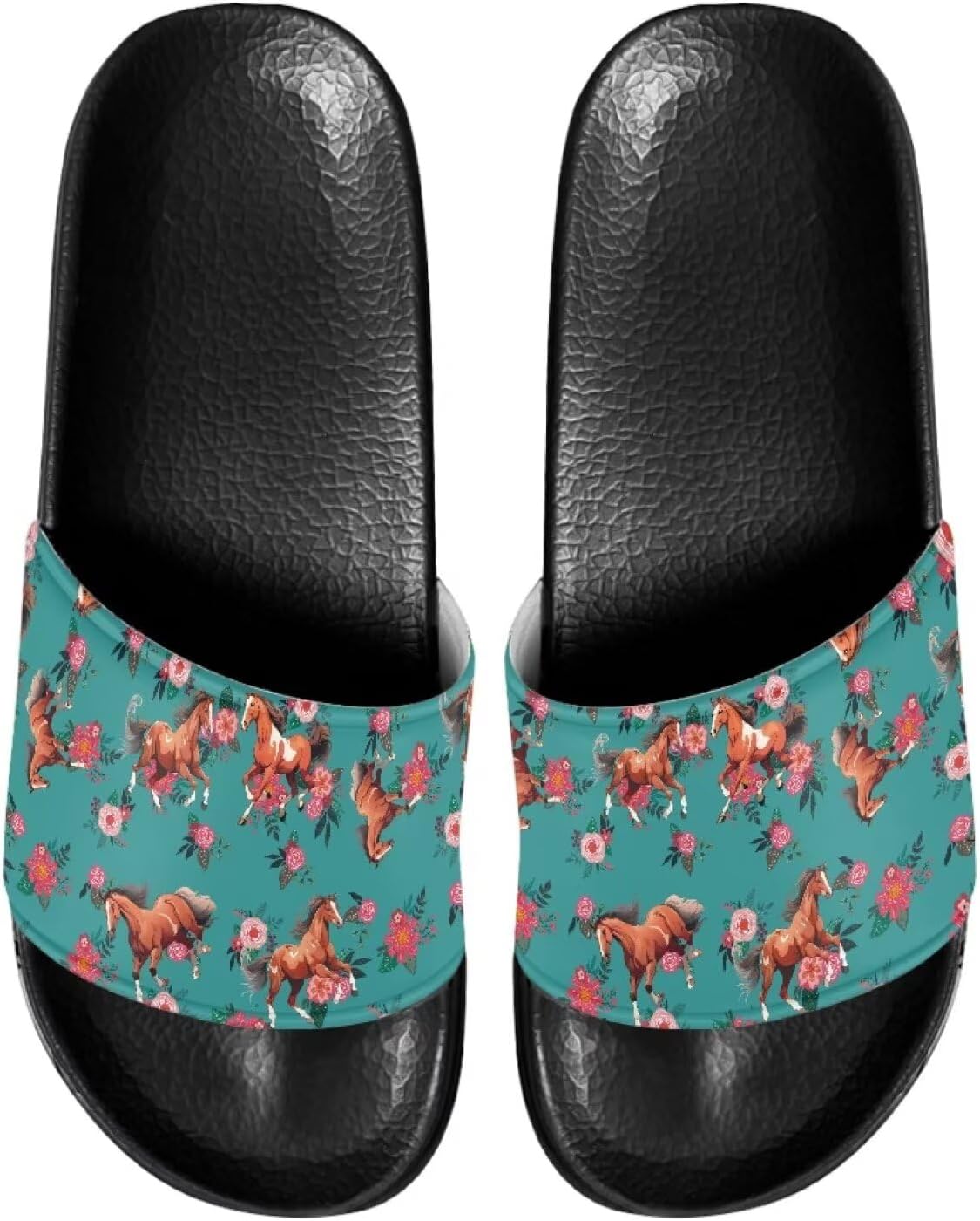 

Тапочки для женщин и мужчин, нескользящие, быстро сохнущие, для душа, сандалии для ванной Judentidos, Horse Floral