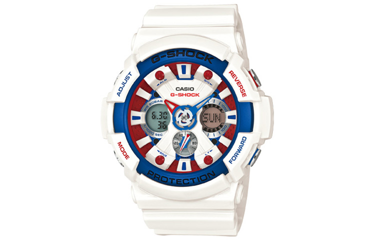 

Женские часы Casio GA-201TR-7ER серии Dual Display с жидкокристаллическим и аналоговым дисплеем белого цвета