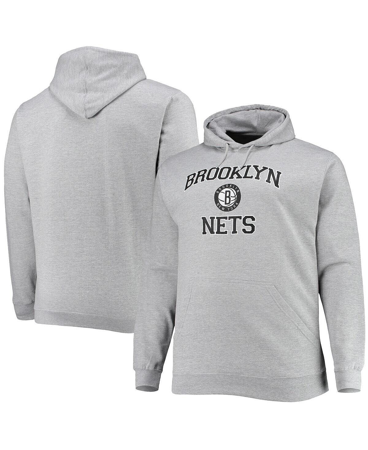 

Мужской серый пуловер с капюшоном Brooklyn Nets Big and Tall Heart and Soul Profile