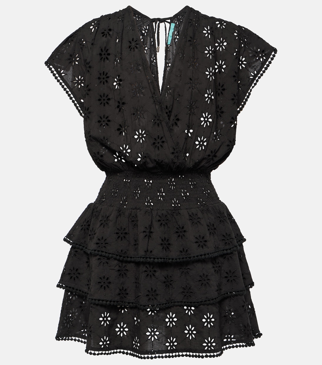 

Джинсовое мини-платье с вышивкой ришелье Melissa Odabash, Black Cotton Anglaise