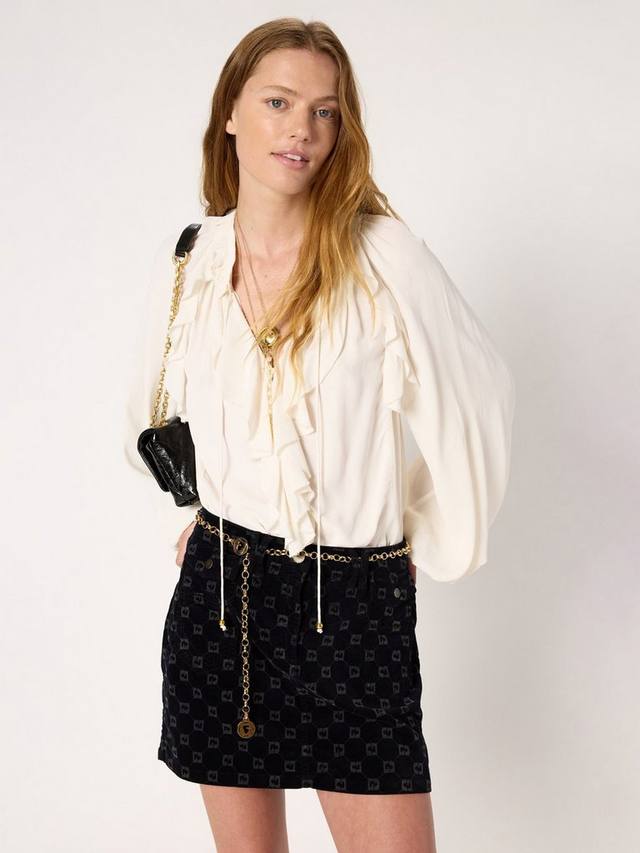 

Блузка с длинными рукавами и рюшами от Agnella Gerard Darel, Ecru