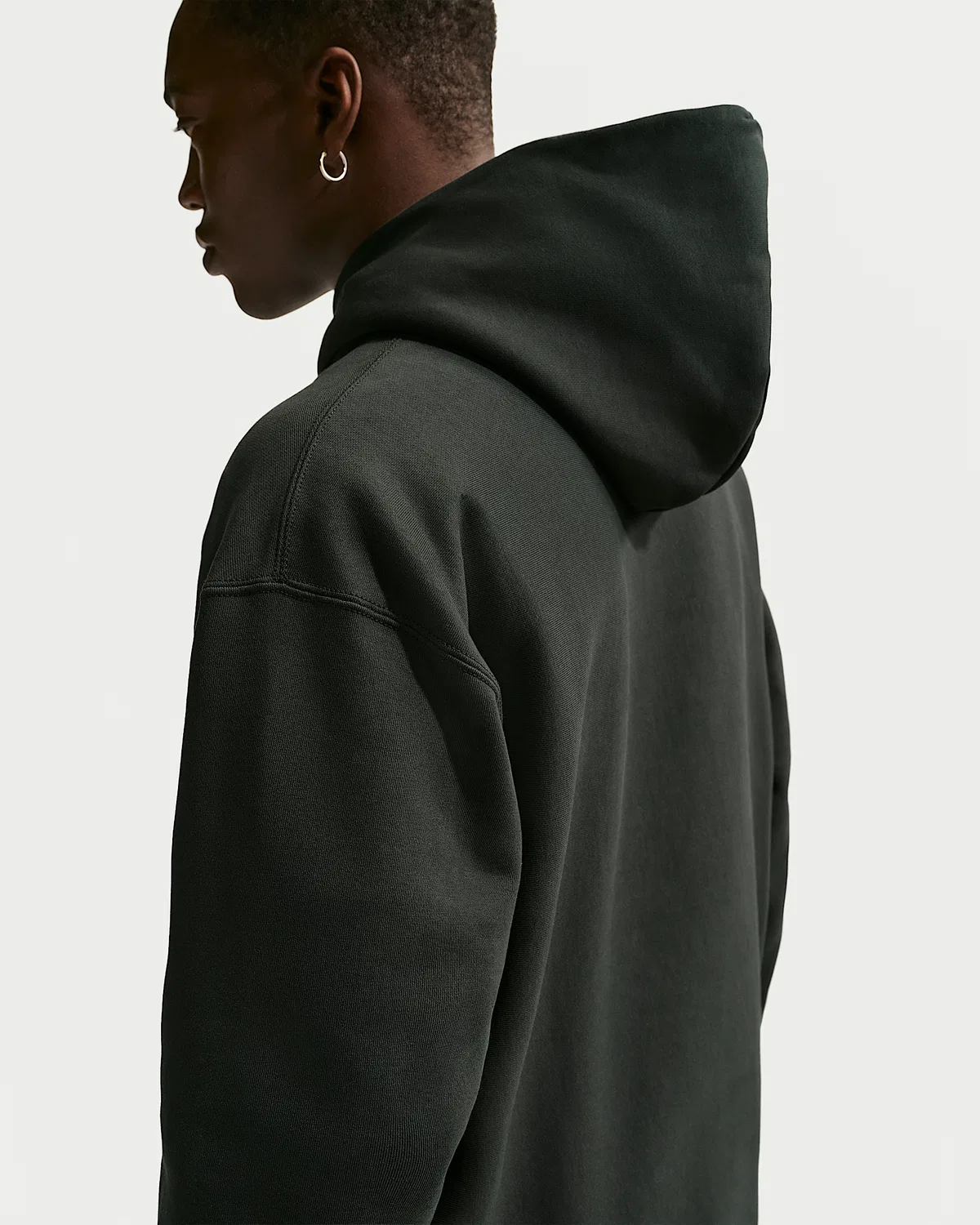 Мужская флисовая худи-пуловер Nike Solo Swoosh, Black Spruce/White — фото 2