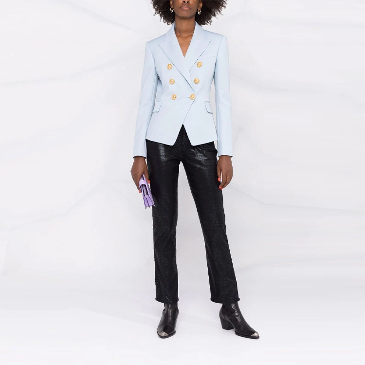 Куртка деловая FW21 женская светло-голубая BALMAIN — фото 3