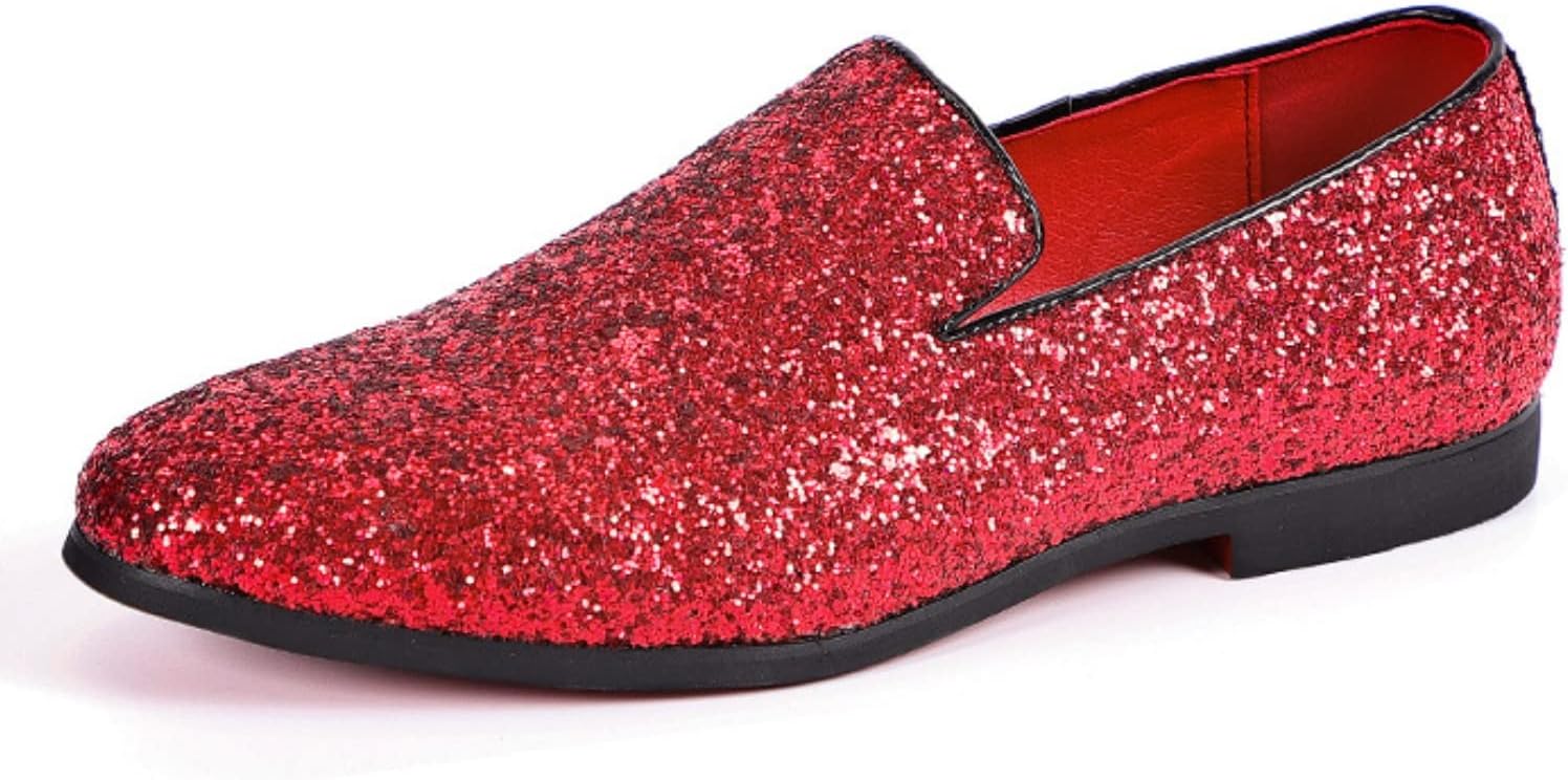 

Мужские кожаные лоферы Vannida в британском стиле с заостренным носком, украшенные пайетками, металлическая роскошная текстура, слипоны с блестками, повседневные модные туфли, красный