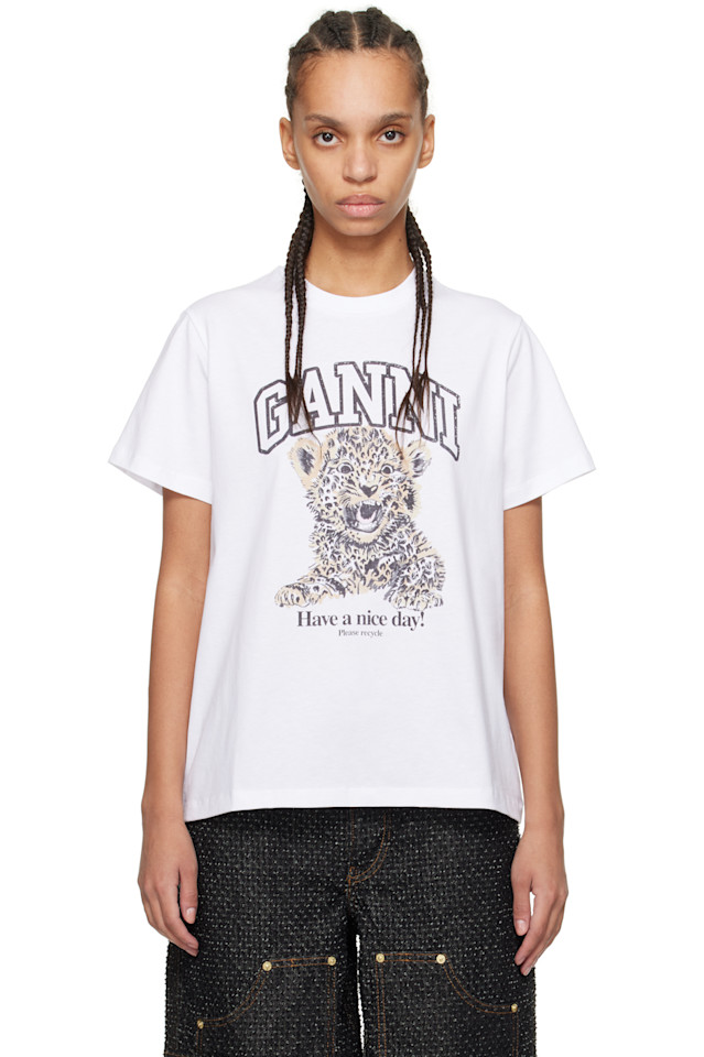 

Базовый джерси леопардовый свободный футболка Ganni, цвет leopard