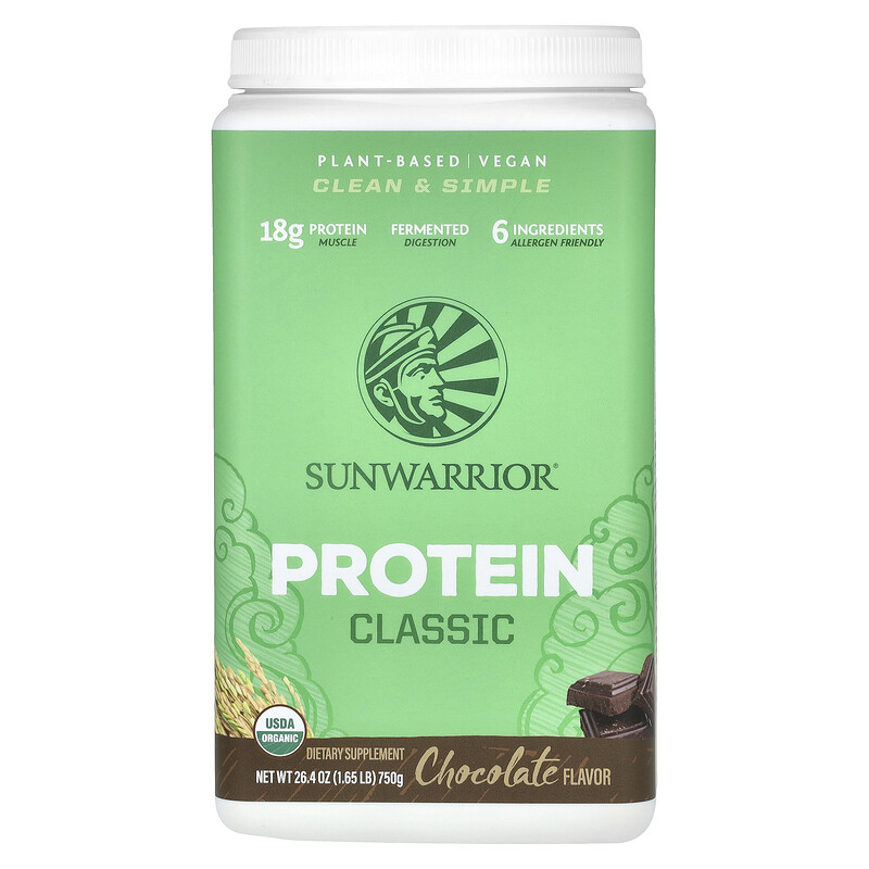 

Sunwarrior, классический протеин, со вкусом шоколада, 750 г (1,65 фунта)