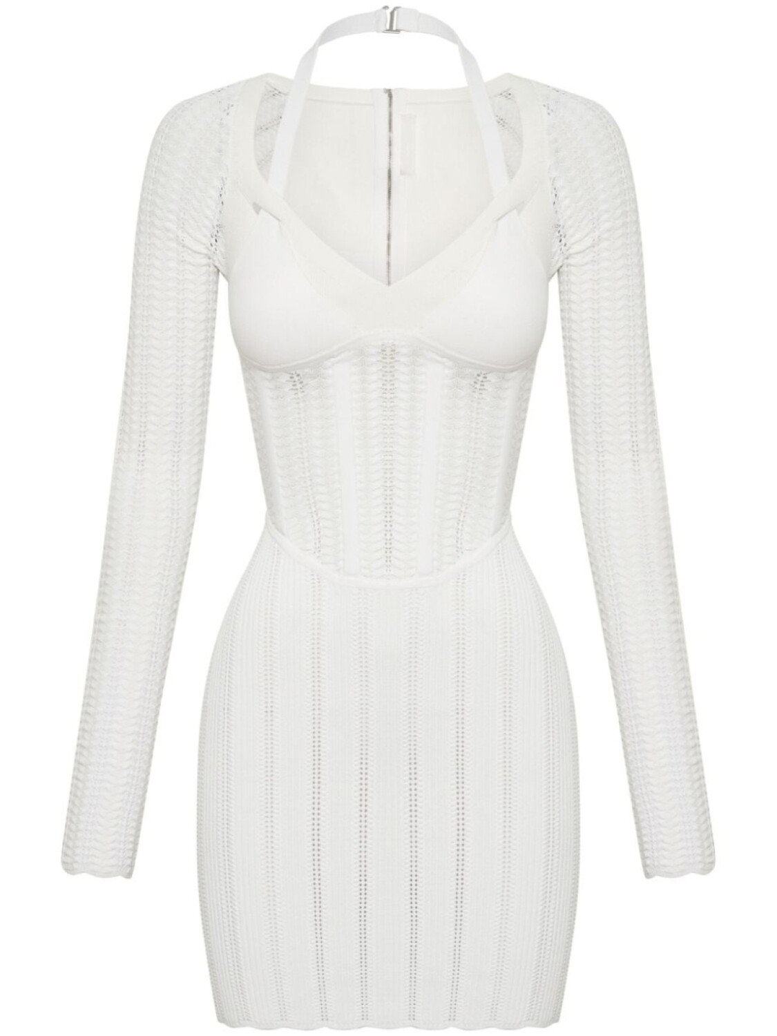 

Платье мини рыхлой вязки Dion Lee, белый