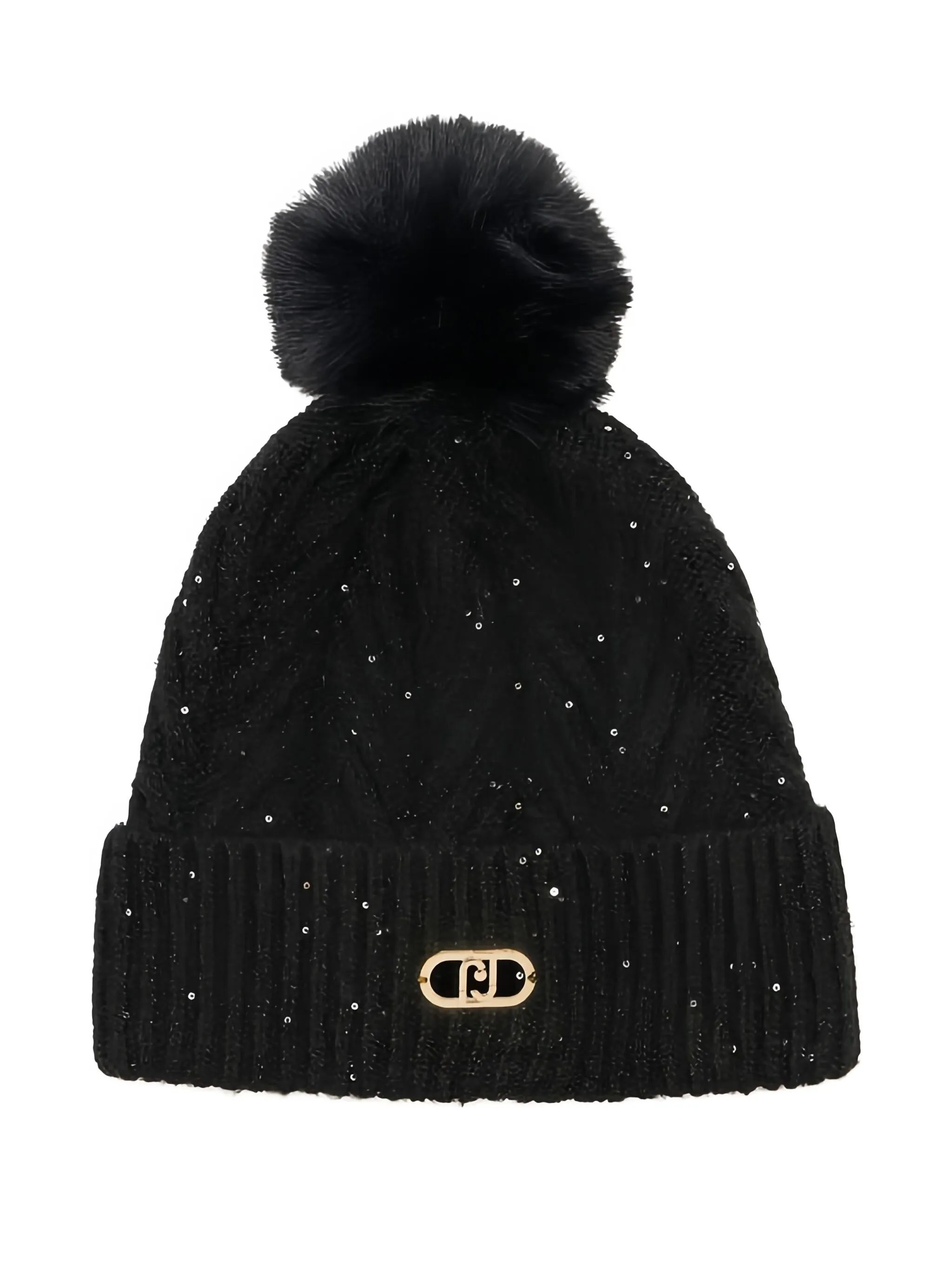 

Шапка бини с помпоном и пайетками Liu Jo, черный