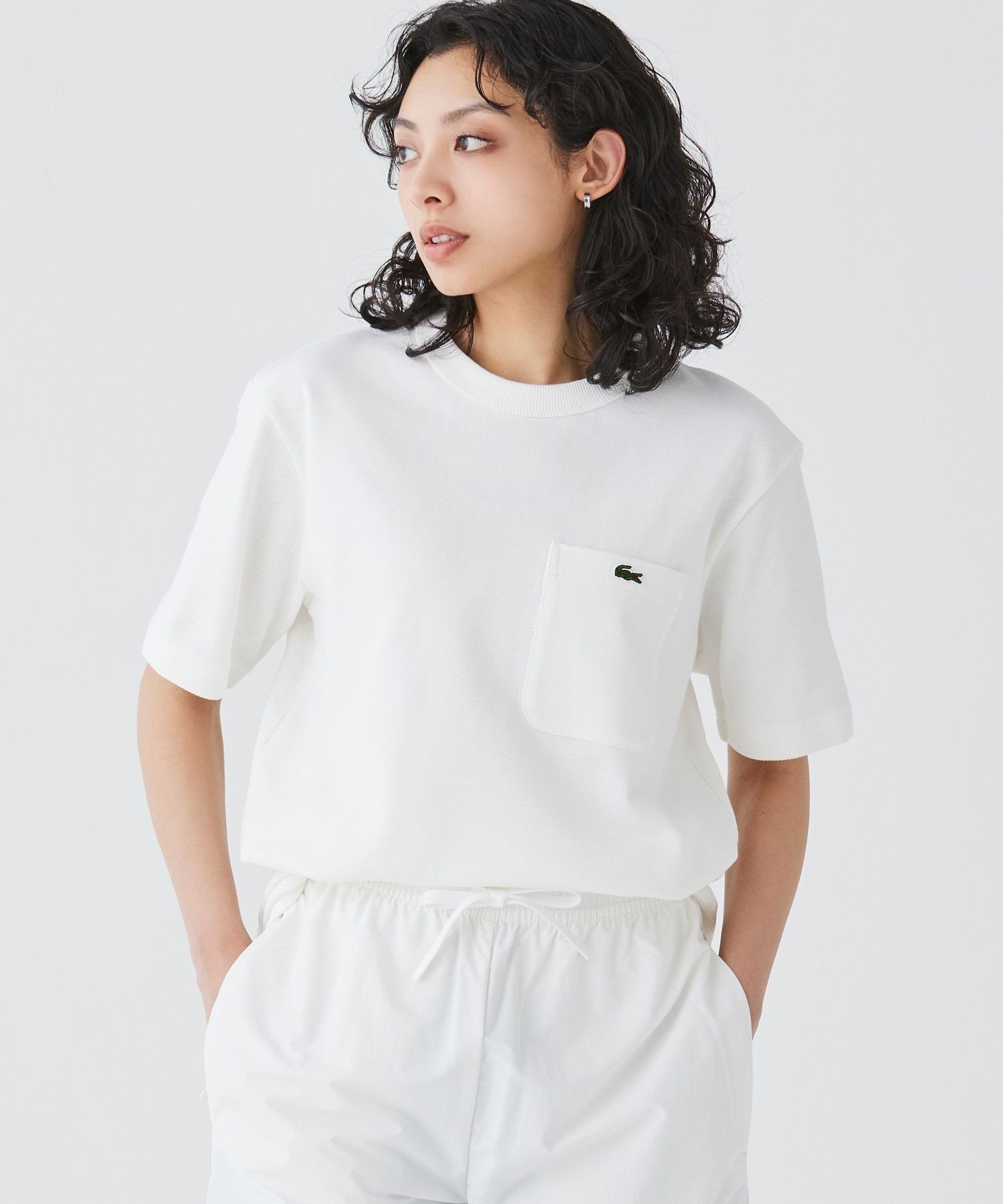 Футболка с короткими рукавами из ткани пике с карманом LACOSTE, White — фото 2