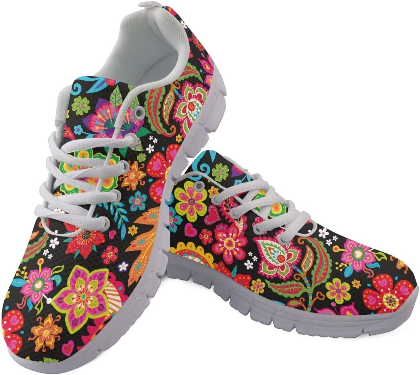 

Кроссовки Jeiento для улицы и спорта для женщин и мужчин, шнуровка, для бега по дороге, сетчатые дышащие, для занятий в спортзале, походов, велоспорта и танцев, Cute Flower