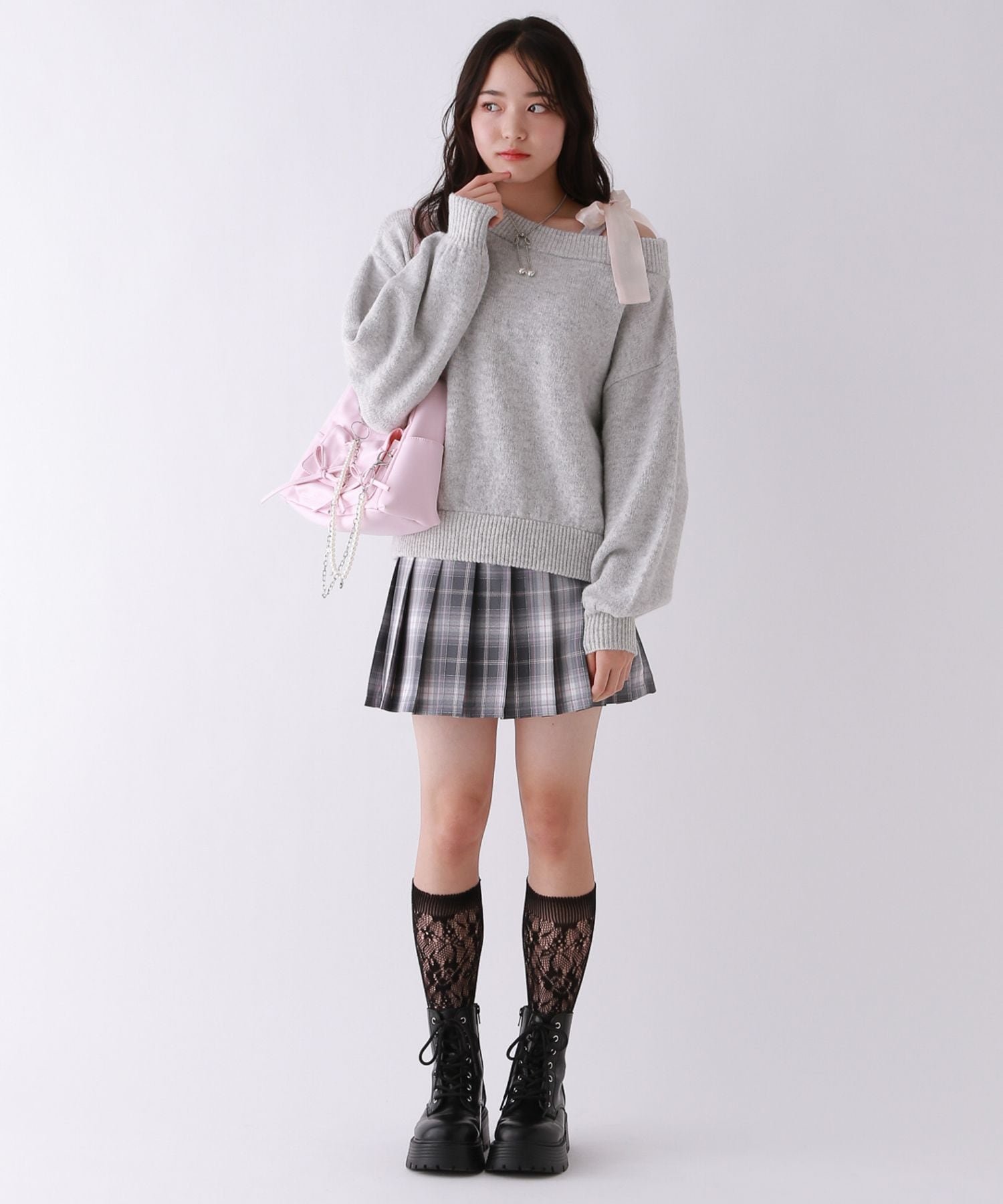 Вязаный топ с открытыми плечами и лентами Repipi armario, Gray 15 — фото 2