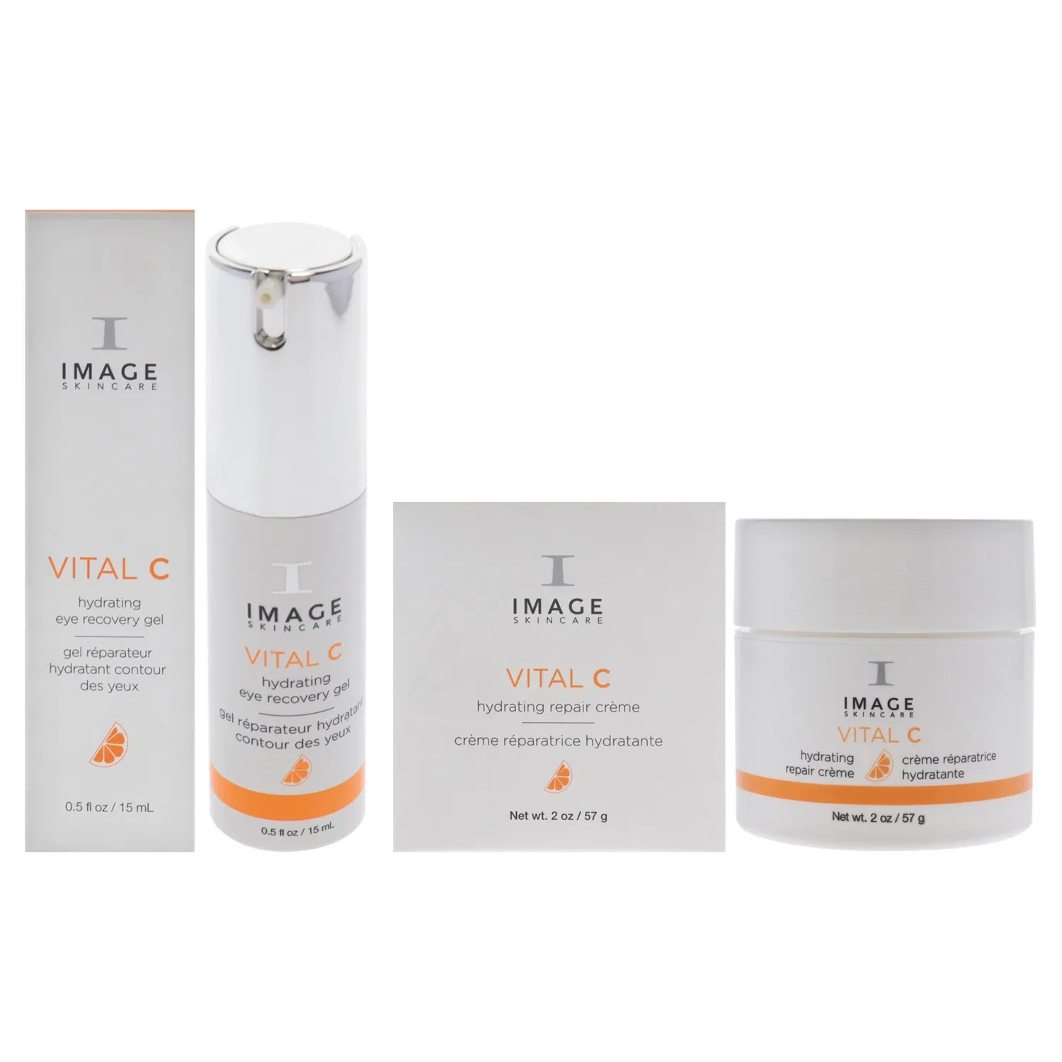 Набор Vital C Hydrating Repair Creme and Eye Recovery Gel Kit от Image для мужчин и женщин - 2 предмета: крем 50 г, гель 140 г, белый