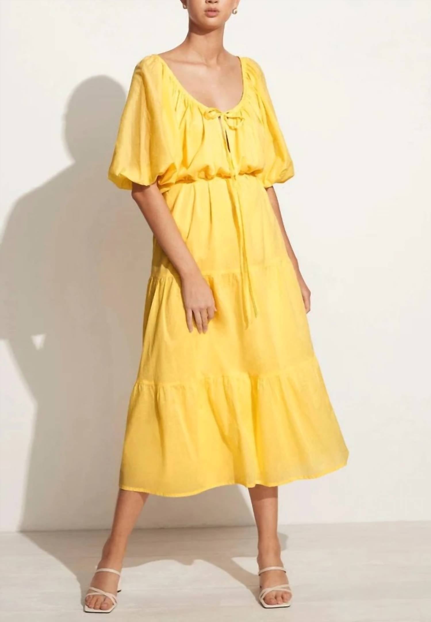 

Платье макси Marloe в цвете Plain Lemon FAITHFULL THE BRAND