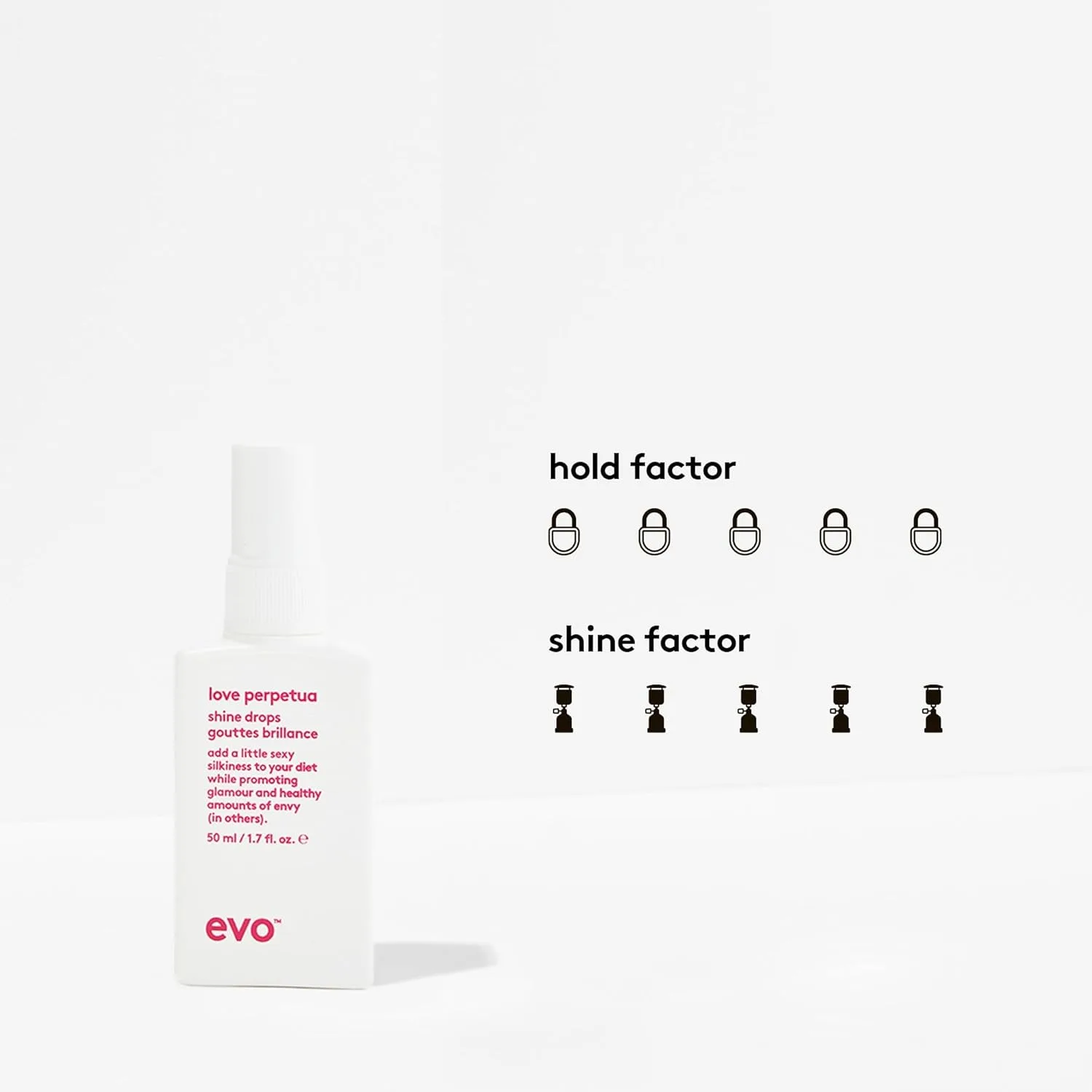 EVO Love Perpetua Shine Drops, разглаживающая сыворотка против пушистости для густых и жестких волос - запечатывает кутикулу, смягчает и полирует - 1,7 жидких унций — фото 3